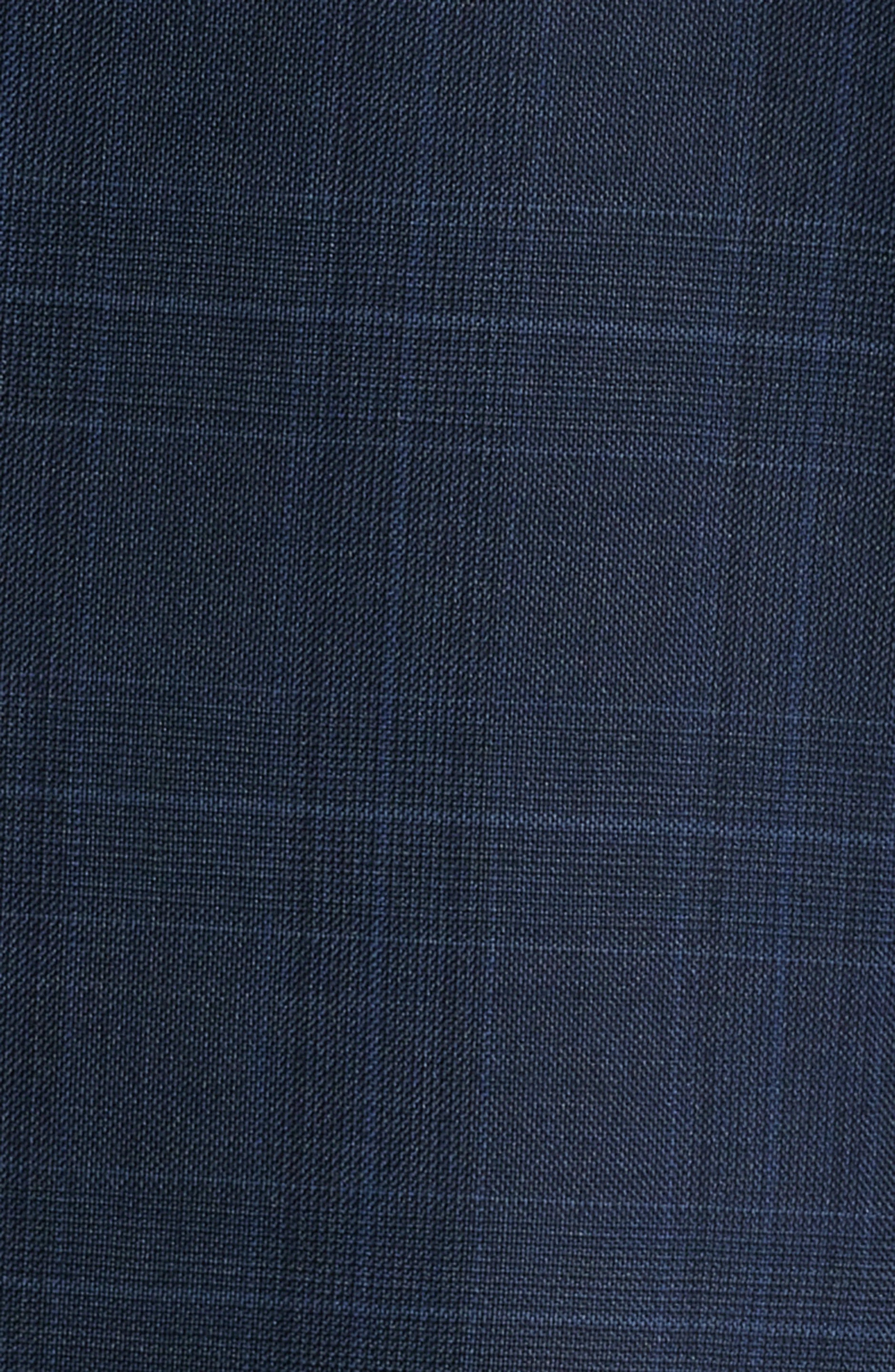 aesido Navy 2 Piece Plaid Double Button Business Casual Slim Fit Men Suit