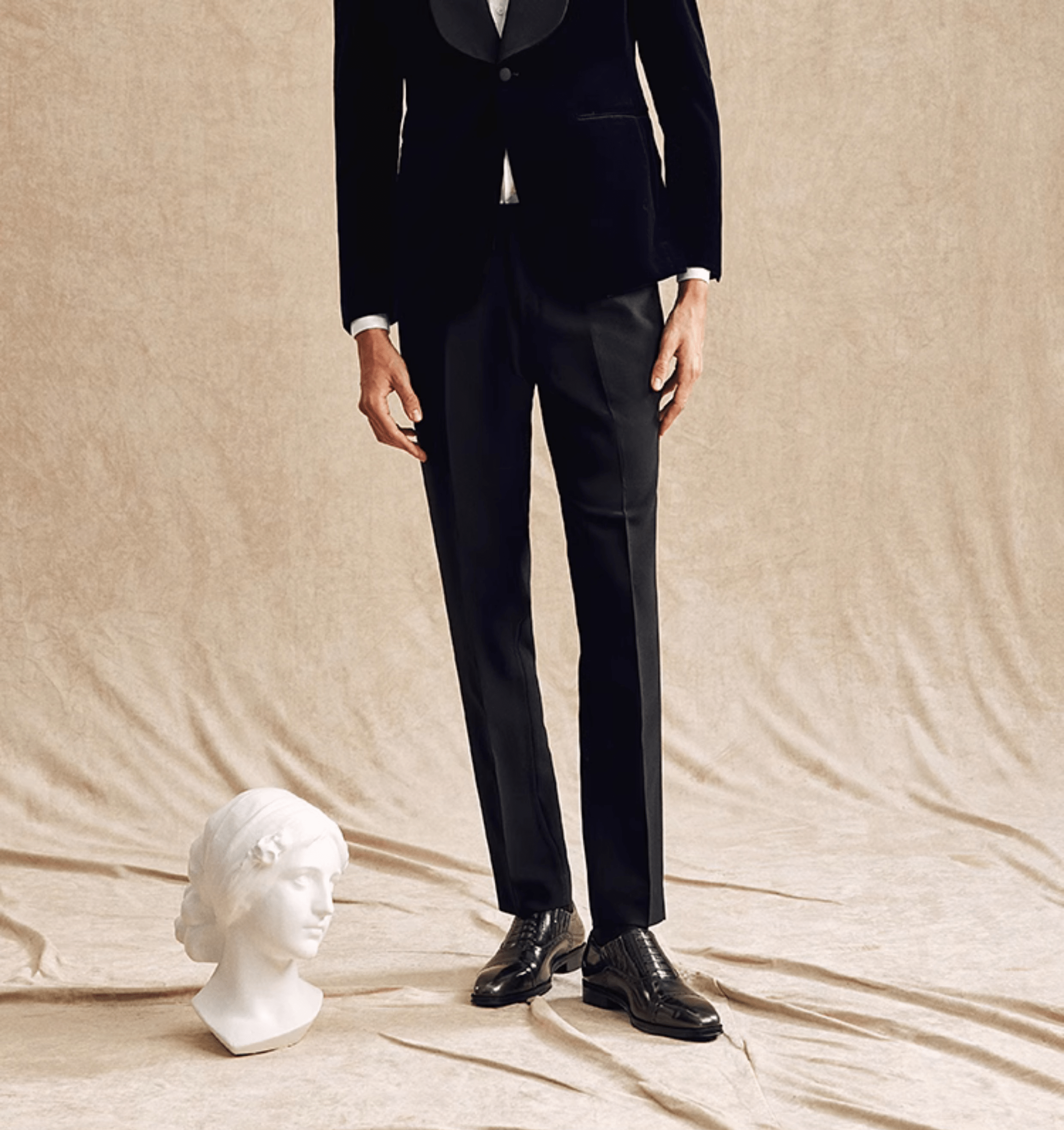 aesido Navy 2 Piece Velvet Shawl Lapel Single Button Men's Suit Business Slim Groom Wedding Suit