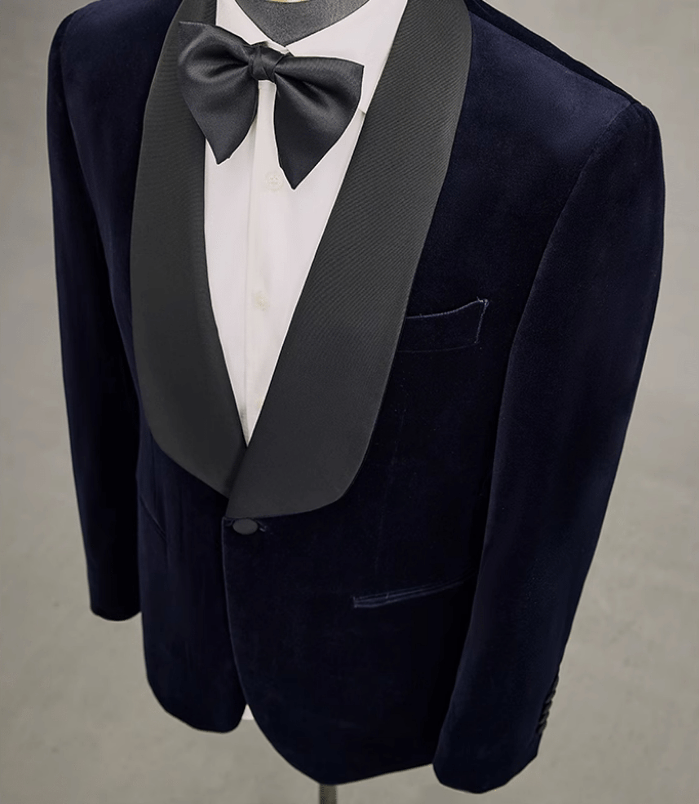 aesido Navy 2 Piece Velvet Shawl Lapel Single Button Men's Suit Business Slim Groom Wedding Suit