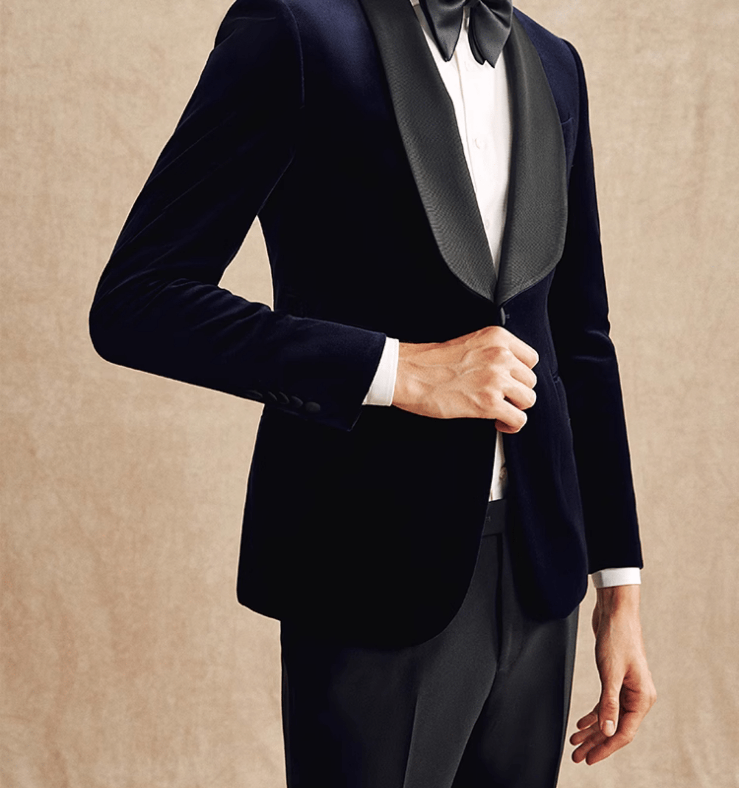 aesido Navy 2 Piece Velvet Shawl Lapel Single Button Men's Suit Business Slim Groom Wedding Suit