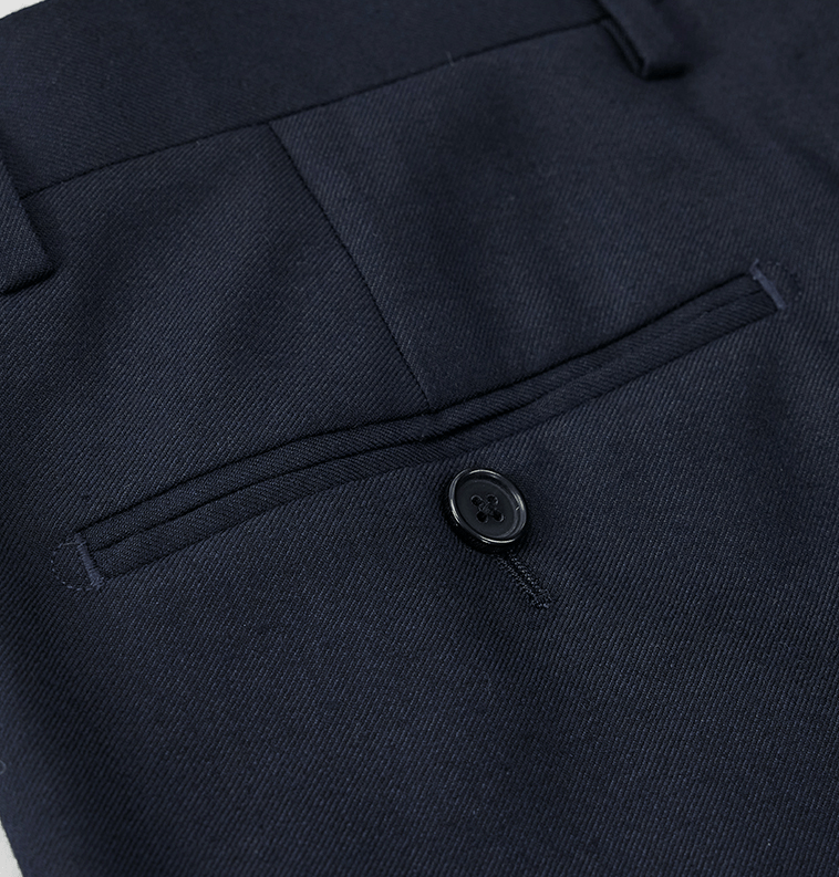 aesido Navy 2 Piece Zhongshan Suit Single Breasted Stand Collar Business Casual Men's Suit