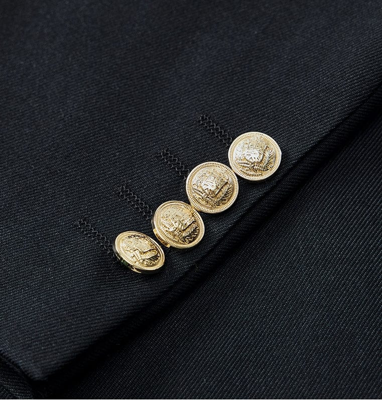 aesido Navy 3 Piece Double Breasted Business Men's Suit Groom Wedding Dress