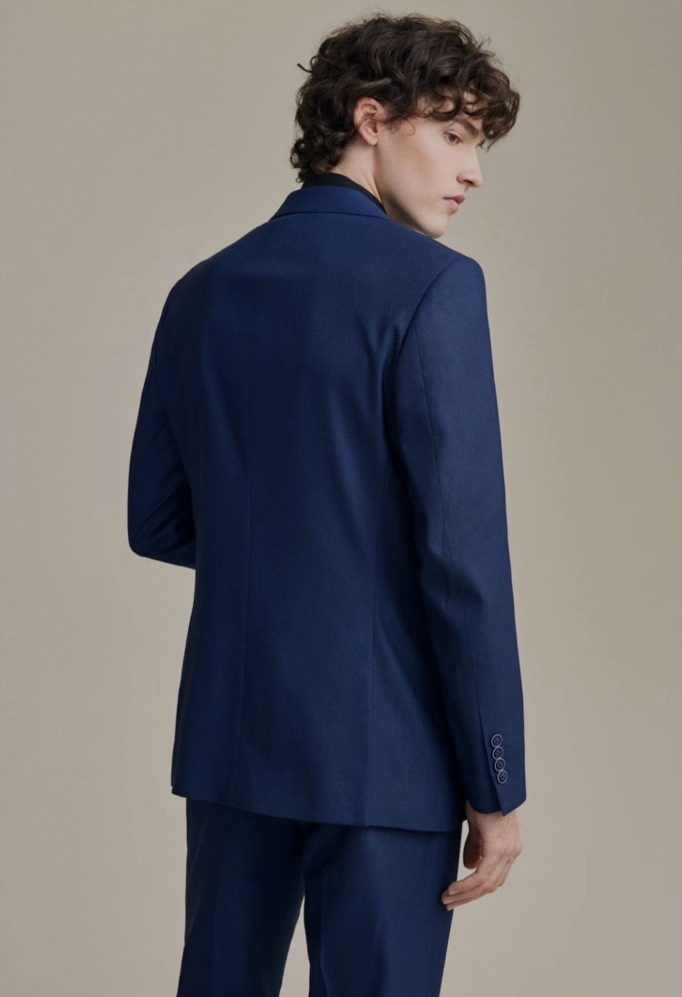 aesido Navy Three Piece Business Casual Slim Men's Suit Groom Wedding Banquet Dress