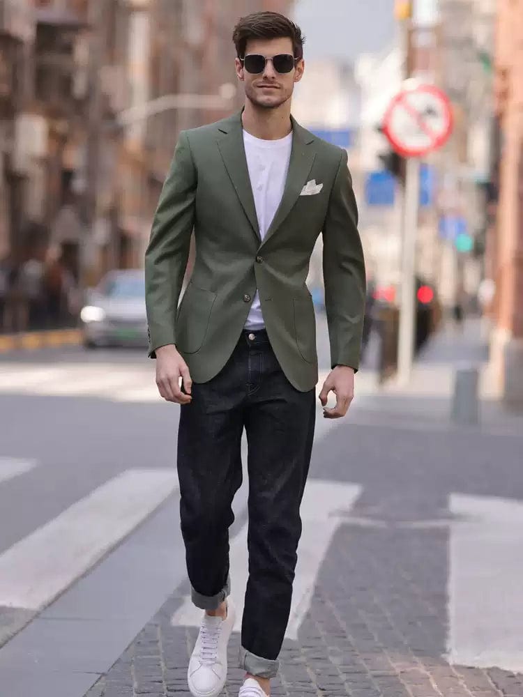 Olive Green Casual Jacket Spring and Summer Thin Light Mature Style High Quality Fashion Men's Blazer 40r / Olive Green Olive Green Casual Jacket Spring and Summer Thin Light Mature Style High Quality Fashion Men's Blazer 40r / Olive Green