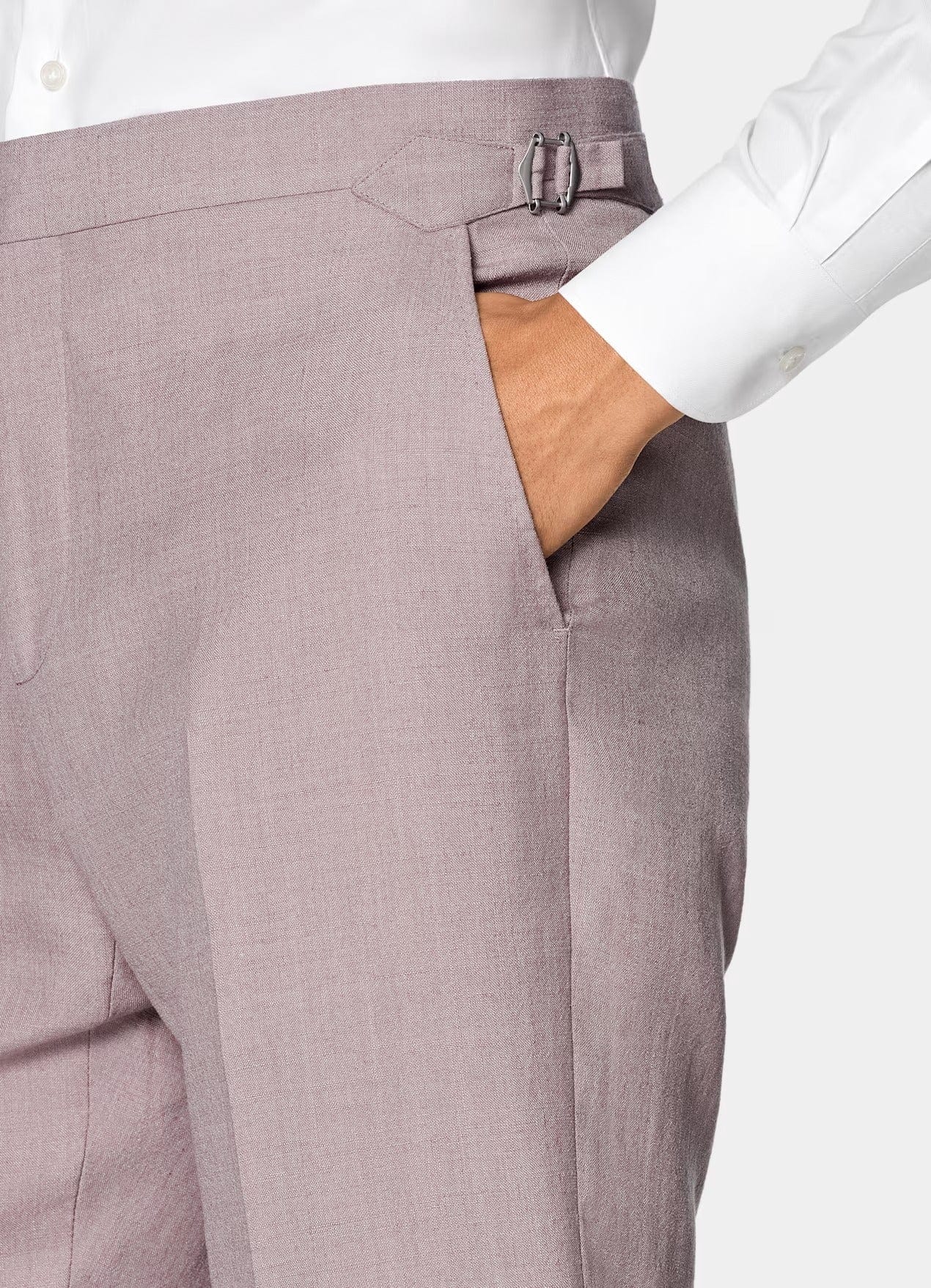 aesido Purple 2 Piece Summer Linen Double Button Casual Slim Fit Men Suit (Blazer+Pants)