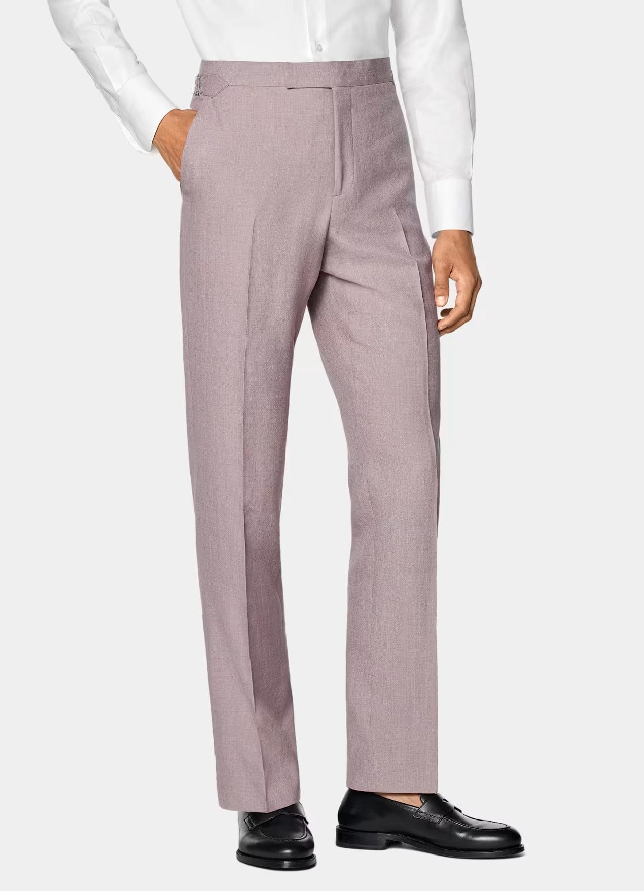 aesido Purple 2 Piece Summer Linen Double Button Casual Slim Fit Men Suit (Blazer+Pants)