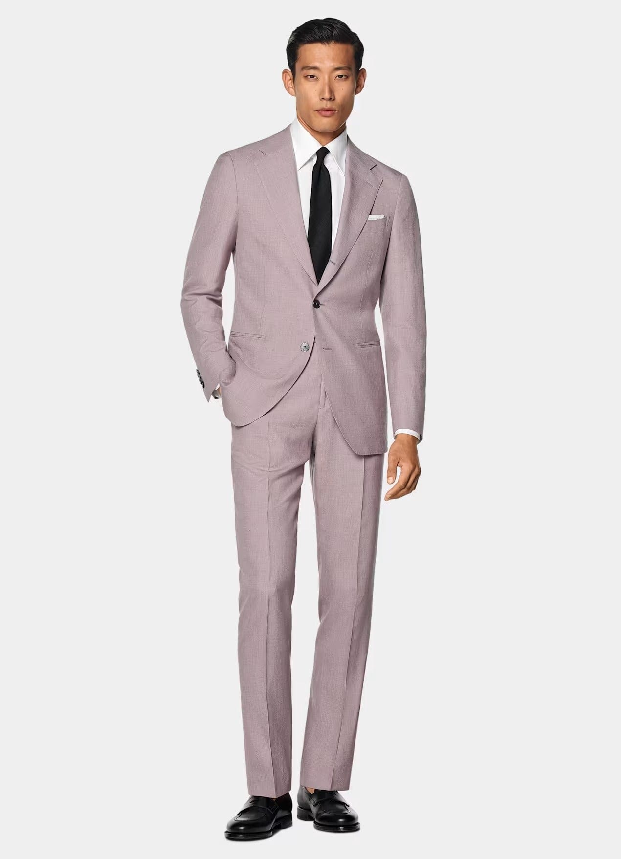 aesido Purple 2 Piece Summer Linen Double Button Casual Slim Fit Men Suit (Blazer+Pants)