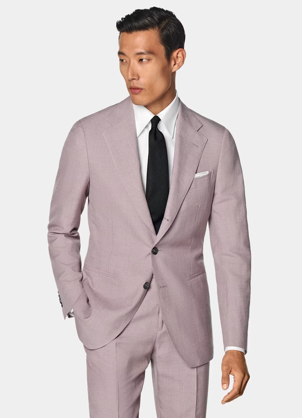 aesido Purple 2 Piece Summer Linen Double Button Casual Slim Fit Men Suit (Blazer+Pants)