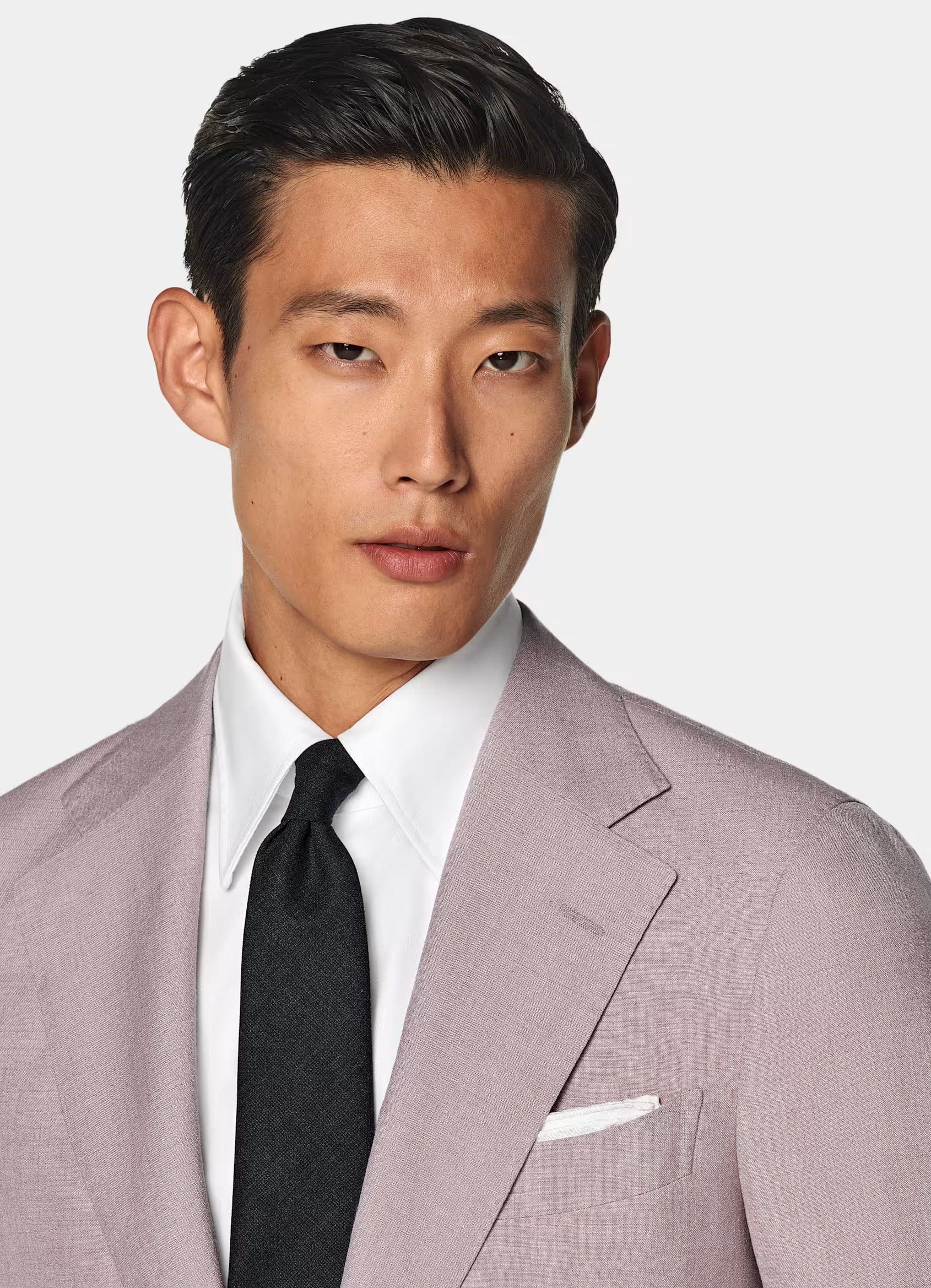 aesido Purple 2 Piece Summer Linen Double Button Casual Slim Fit Men Suit (Blazer+Pants)