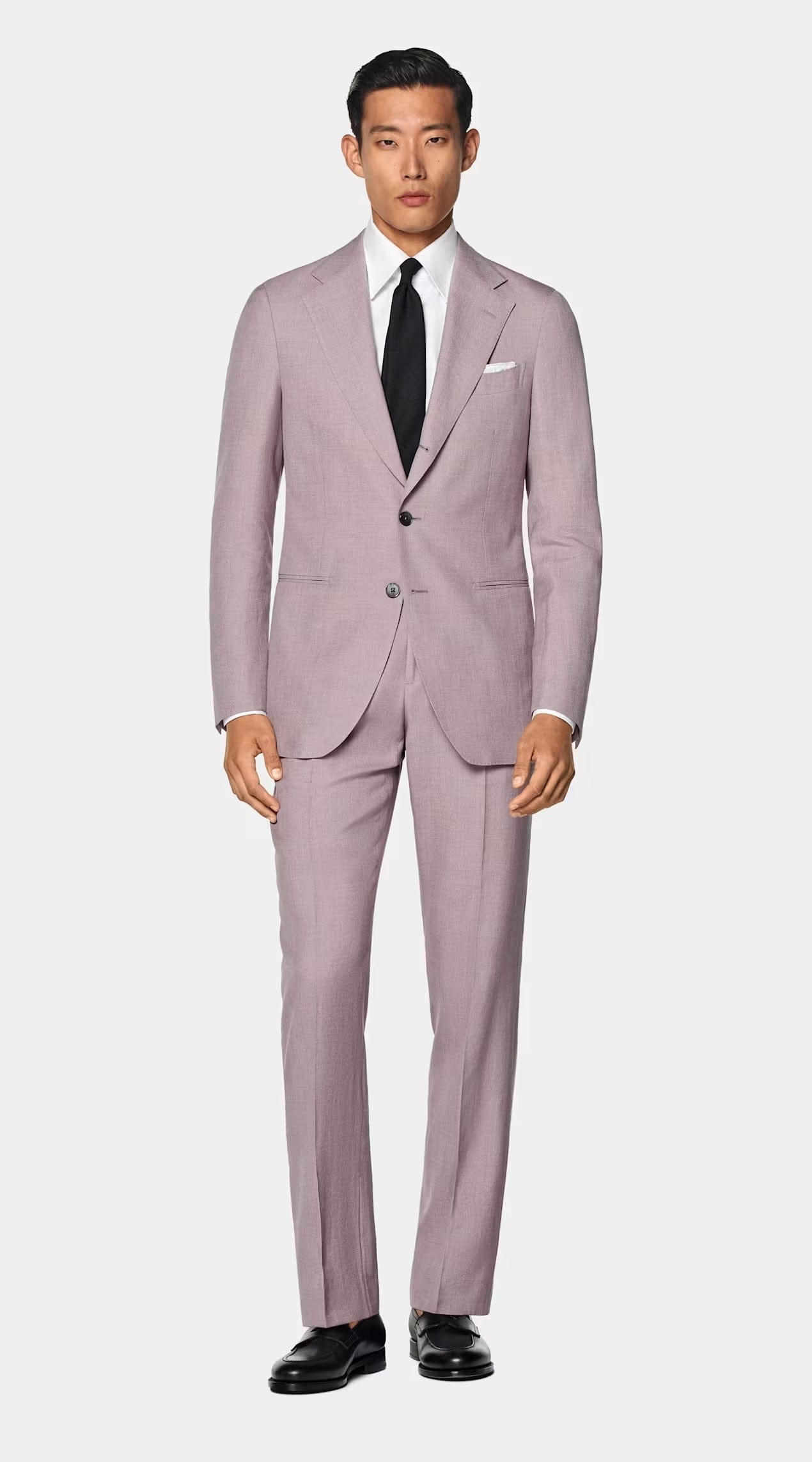 aesido Purple 2 Piece Summer Linen Double Button Casual Slim Fit Men Suit (Blazer+Pants)