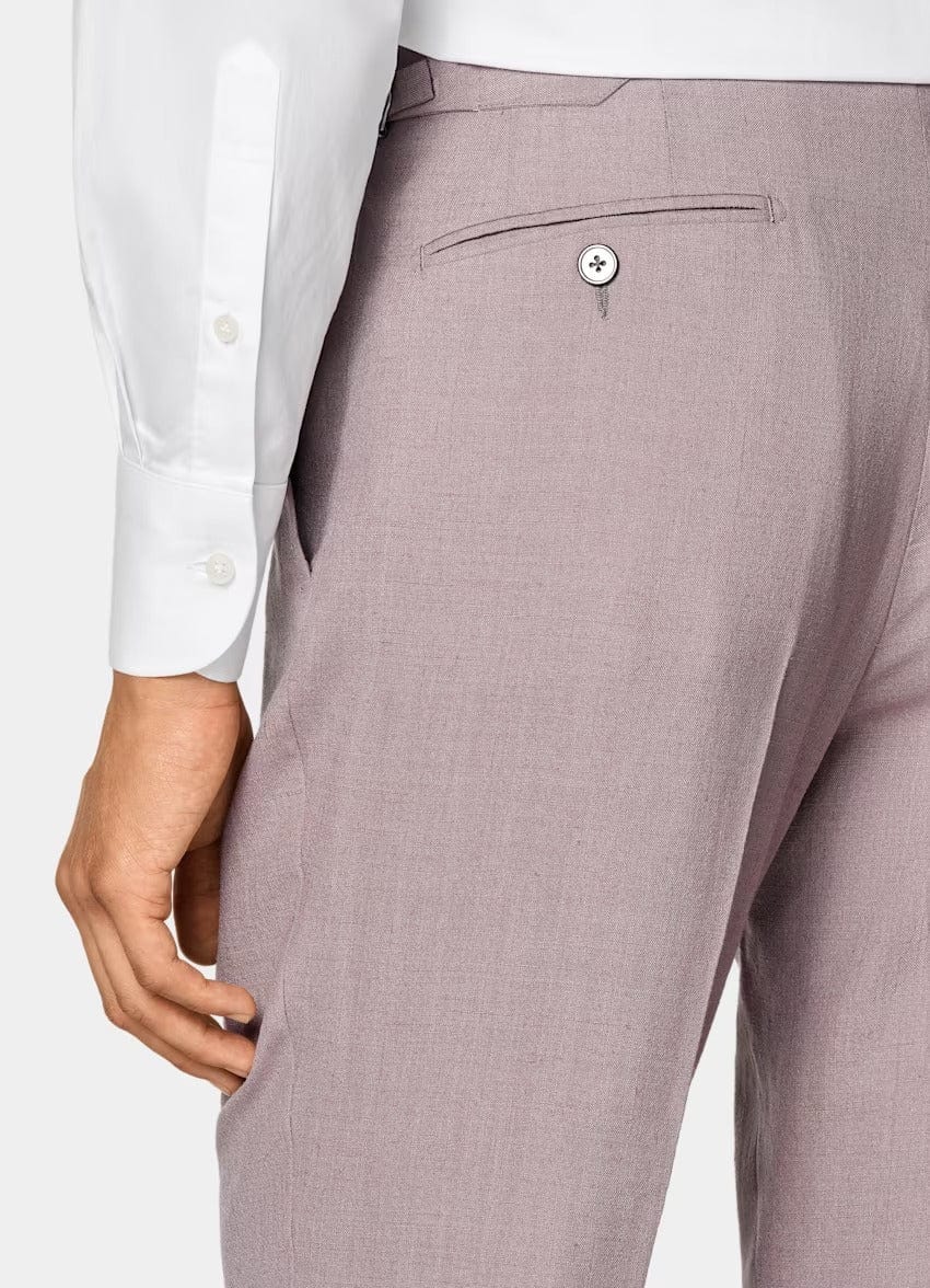 aesido Purple 2 Piece Summer Linen Double Button Casual Slim Fit Men Suit (Blazer+Pants)