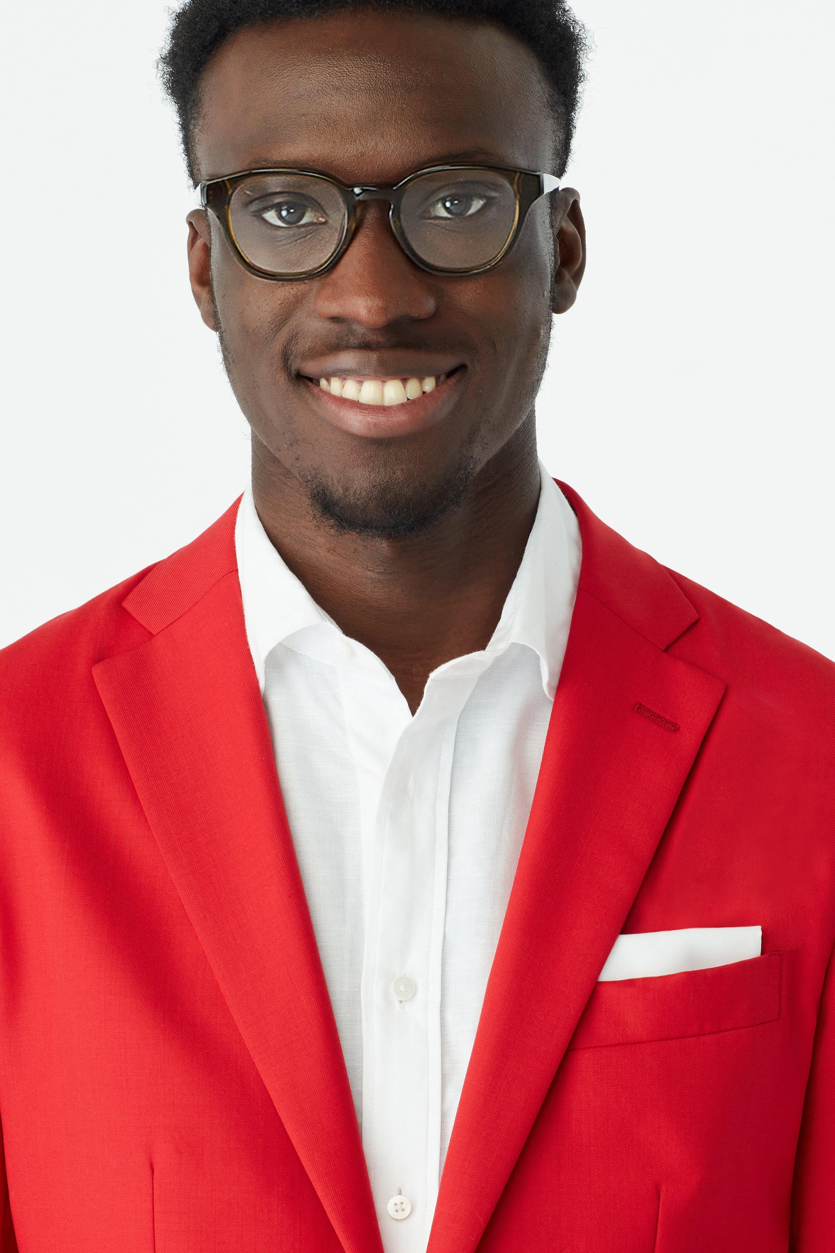 aesido Red 2 Piece Men's Suit with Notch Lapel