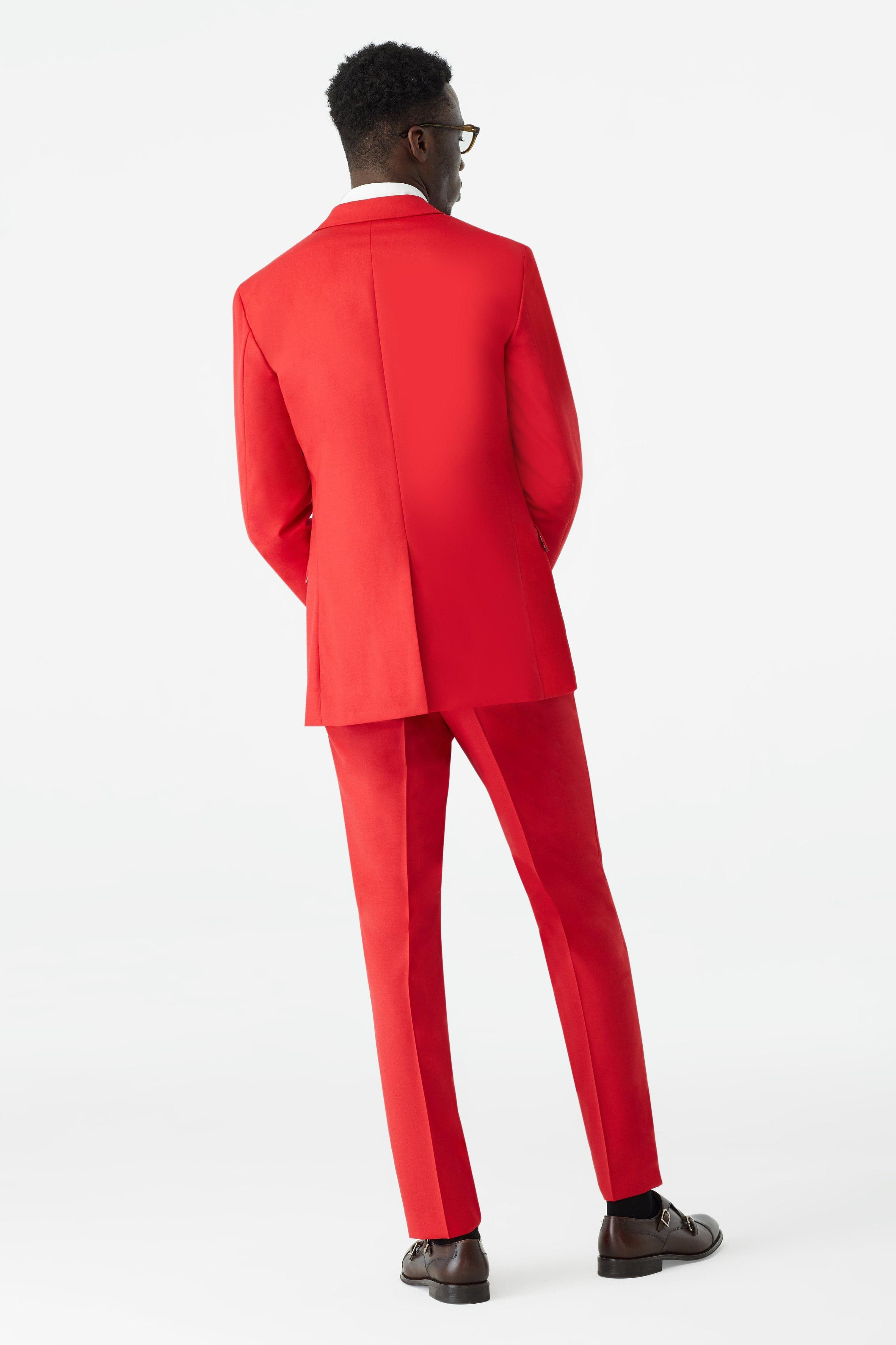 aesido Red 2 Piece Men's Suit with Notch Lapel