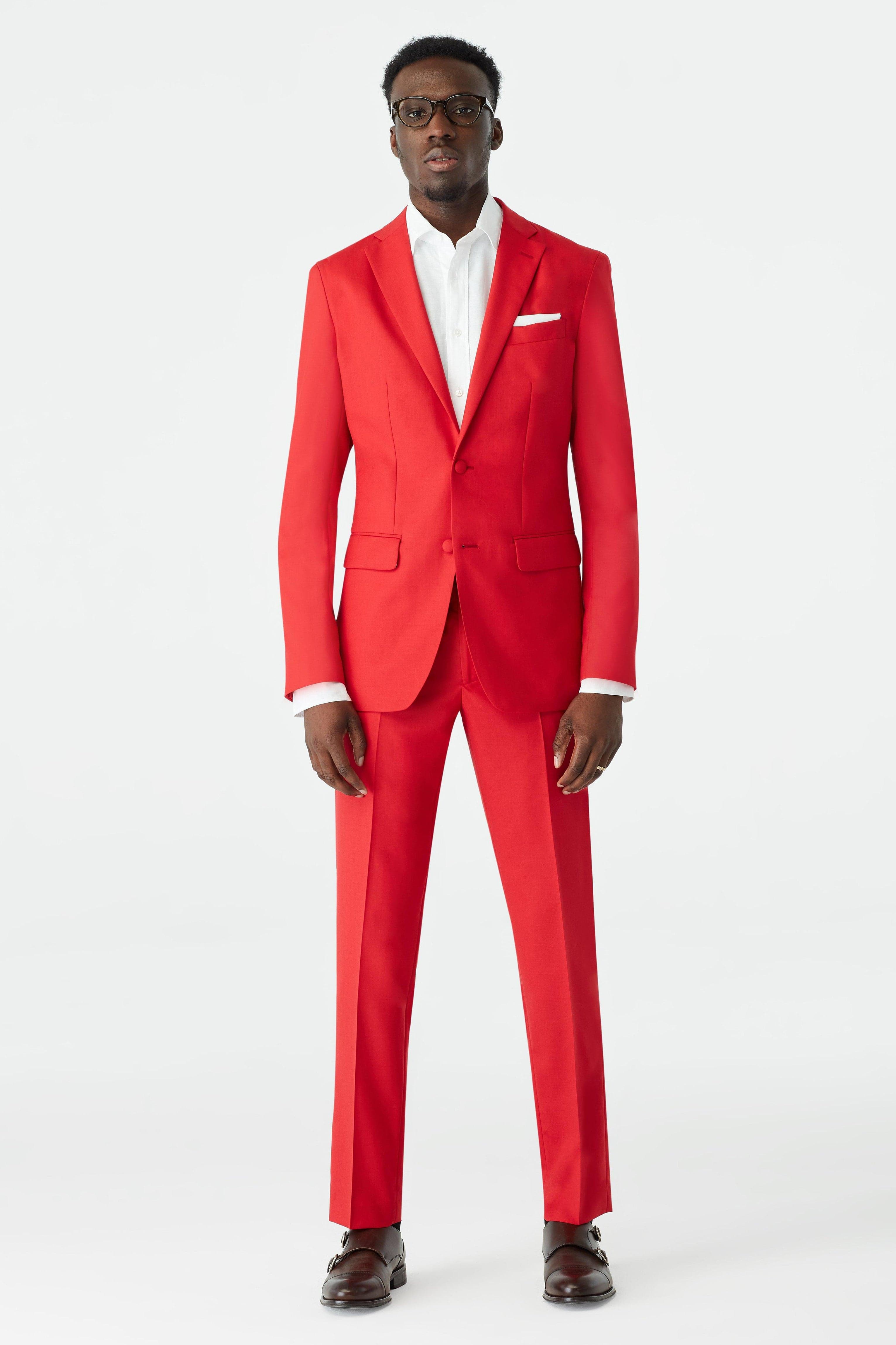 aesido Red 2 Piece Men's Suit with Notch Lapel