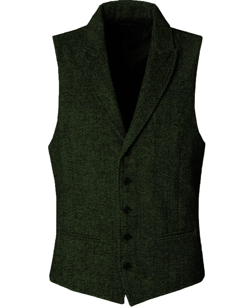 aesido Slim Fit Herringbone Peak Lapel Waistcoat
