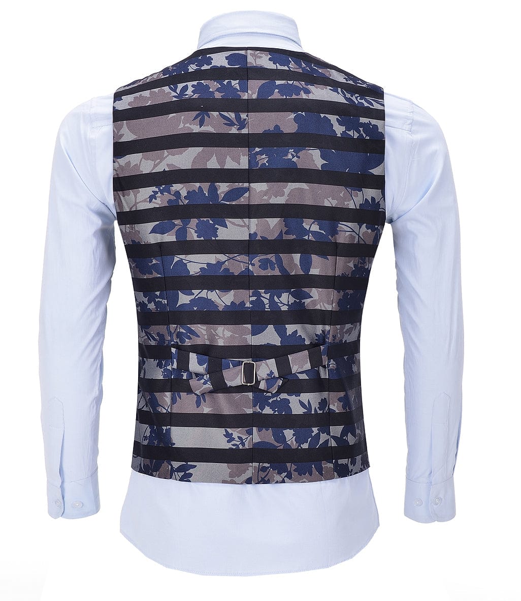 aesido Striped Patterned V Neck Waistcoat