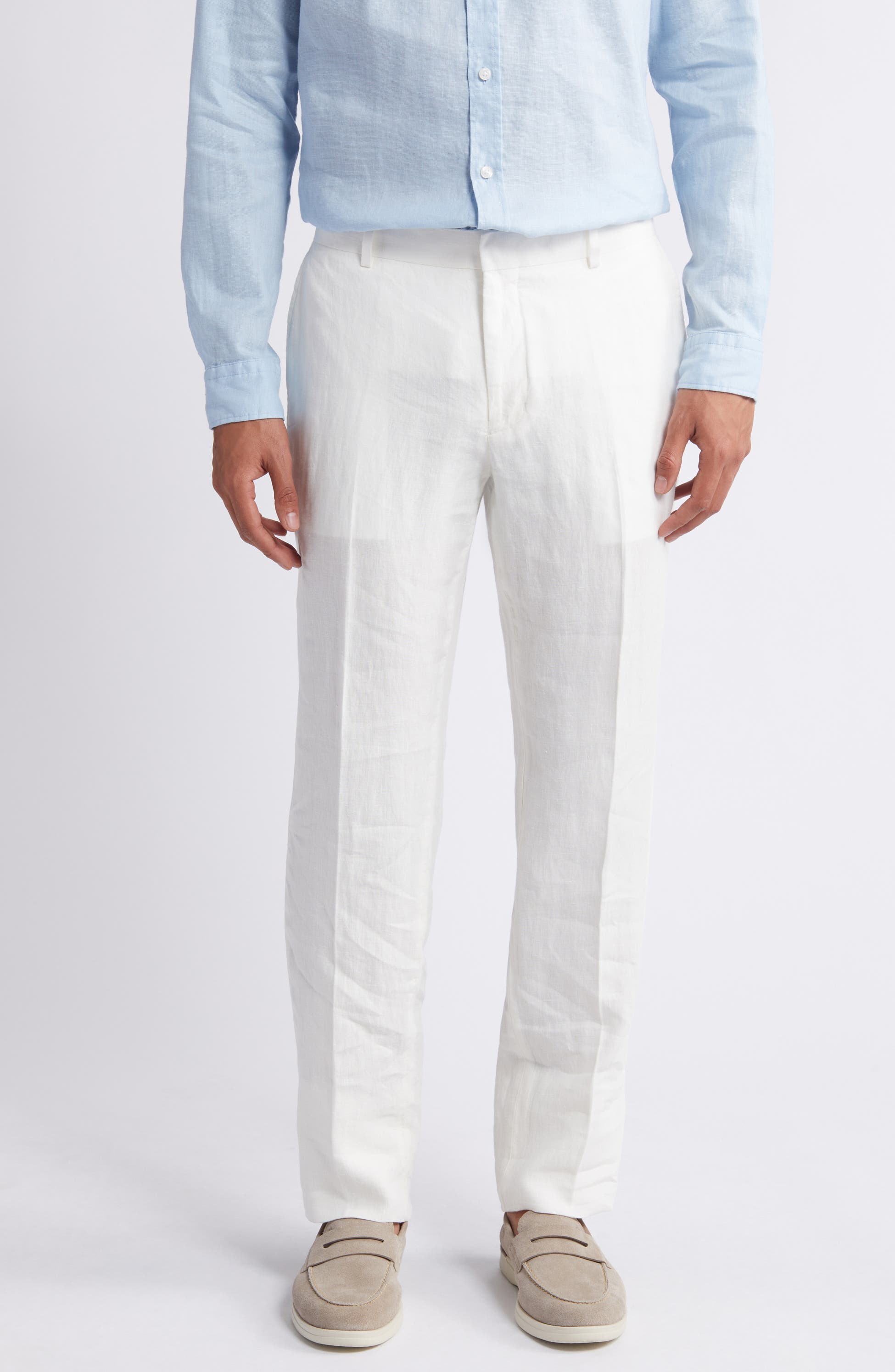 Aesido Summer White Linen Casual Men's Pants White / 30W X 30L Aesido Summer White Linen Casual Men's Pants White / 30W X 30L