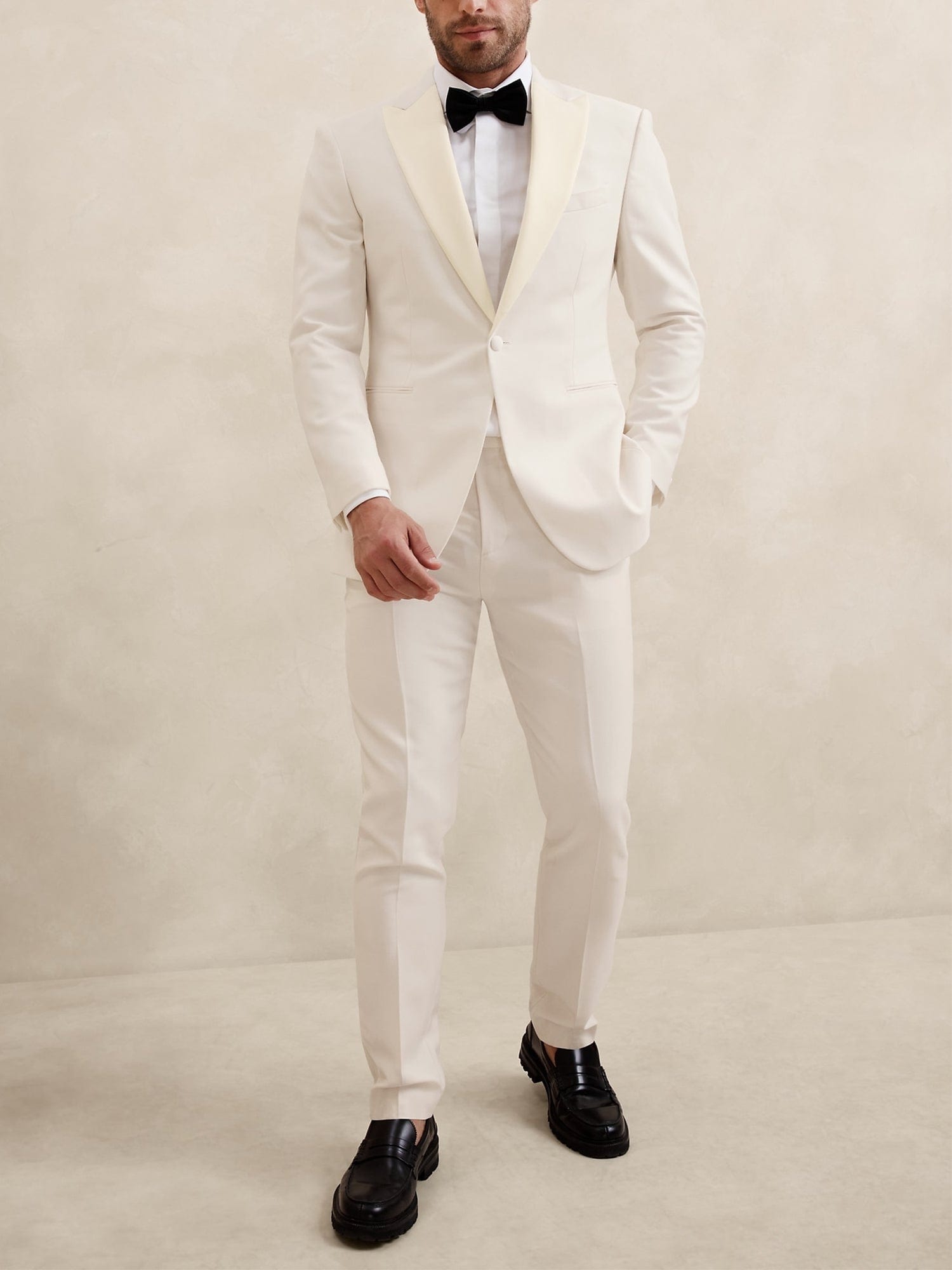 aesido White 2 Piece Single Button Business Slim Fit Men's Suit Groom Wedding Dress