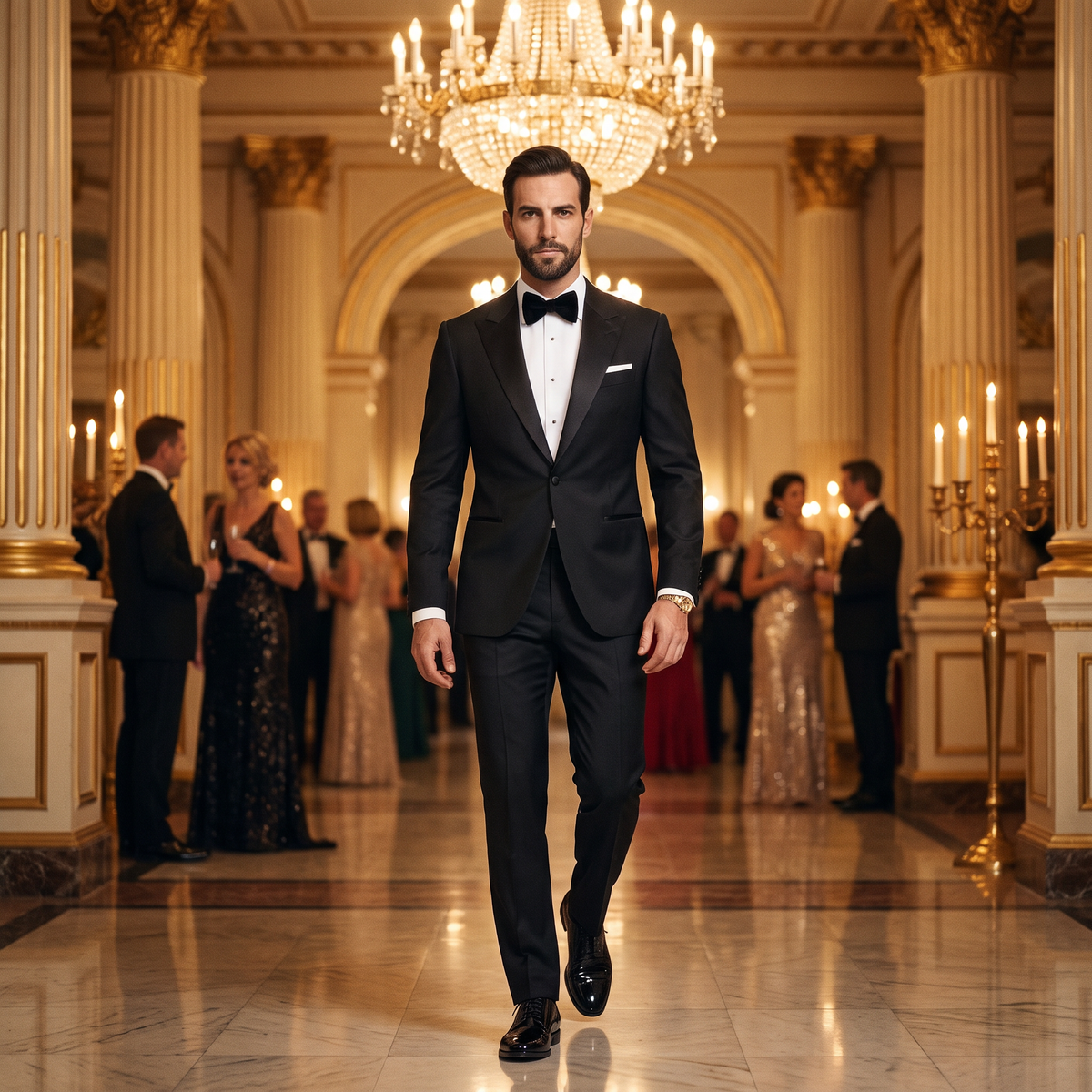 Aesido Men’s Black 2 Pieces Suits with Satin Peak Lapel (Blazer + Pants)