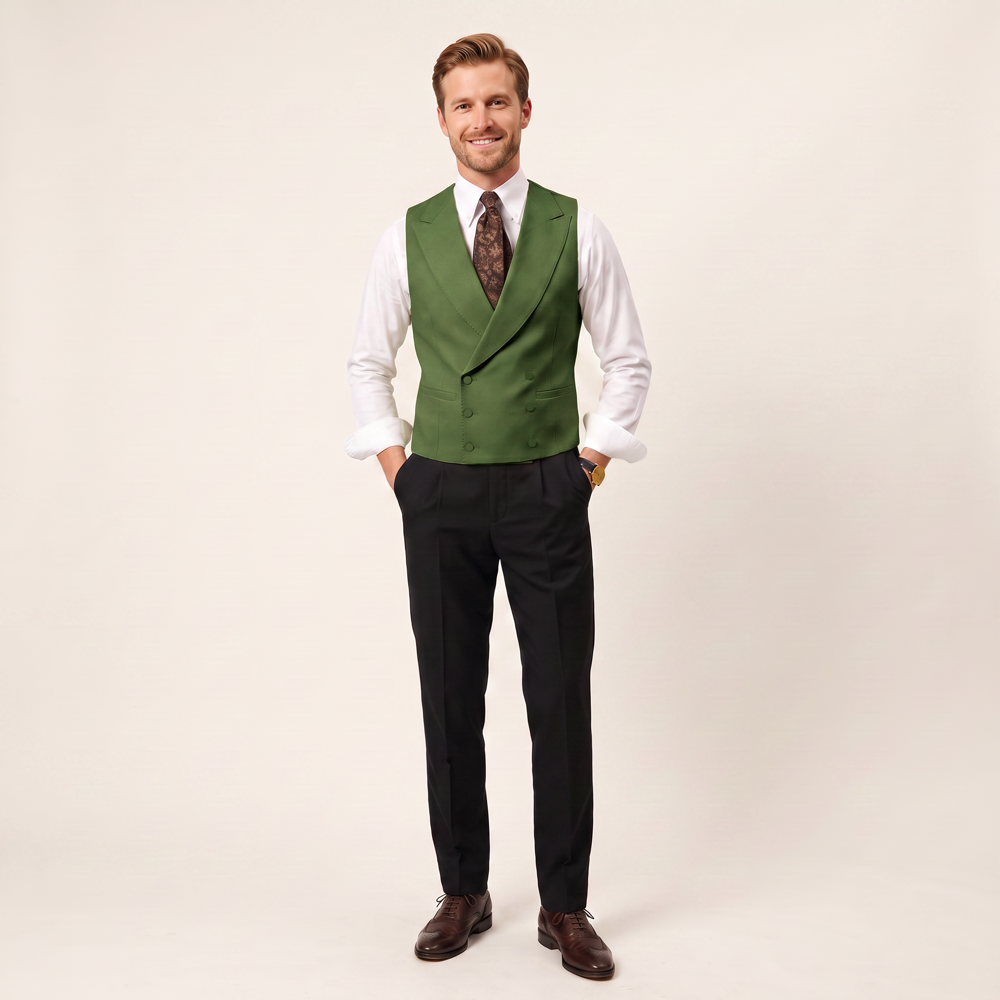 Aesido Men's Sleeveless Vest Solid Double Breasted Business Vest For Wedding