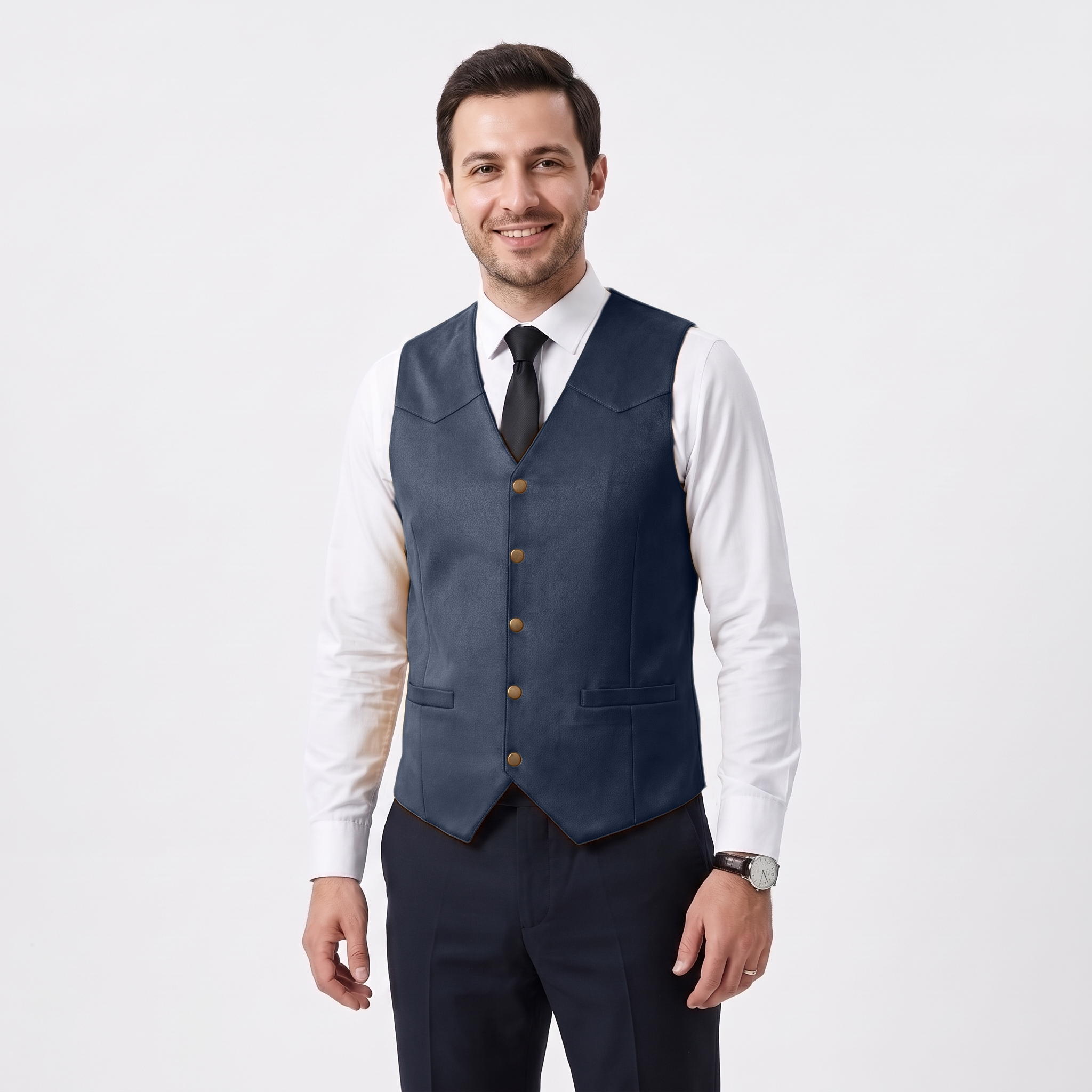 Aesido Retro Men's Single Breasted V-Neck Suede Waistcoat