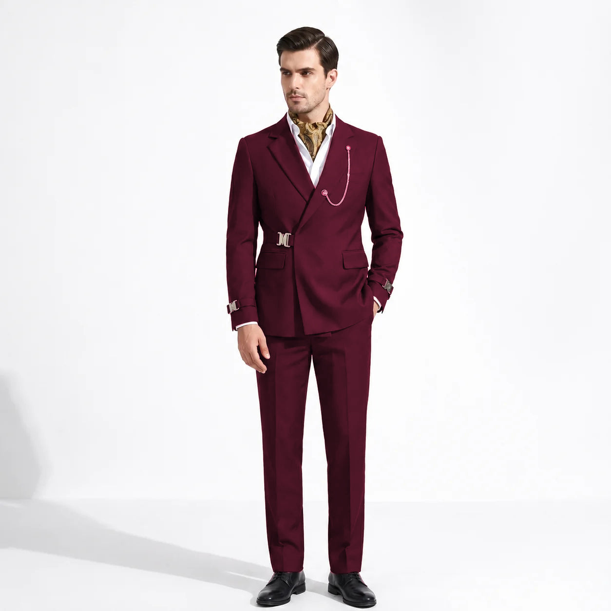 Aesido 2 Pieces Casual Men's Regular Fit Notch Lapel Suits For Wedding (Blazer + Pants)