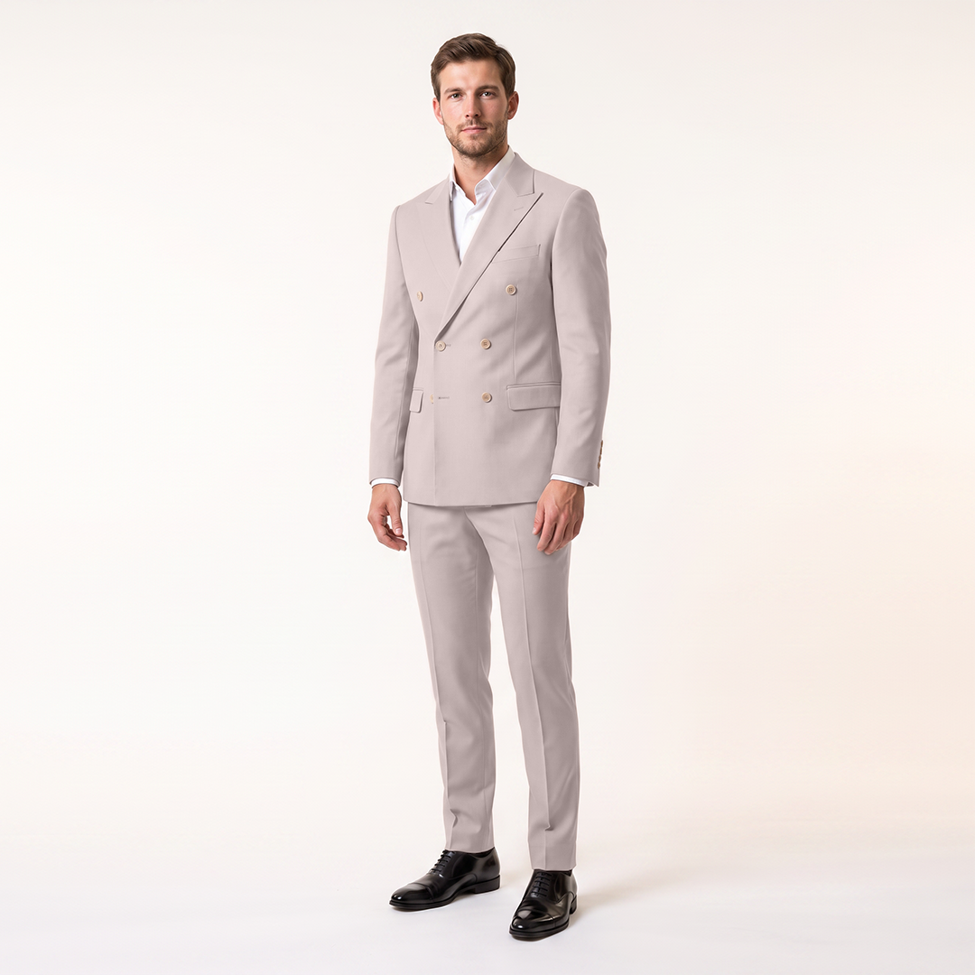 Aesido Formal 2 Pieces Men’s Suit Slim Fit Flat Peak Lapel Tuxedos (Blazer+Pants)