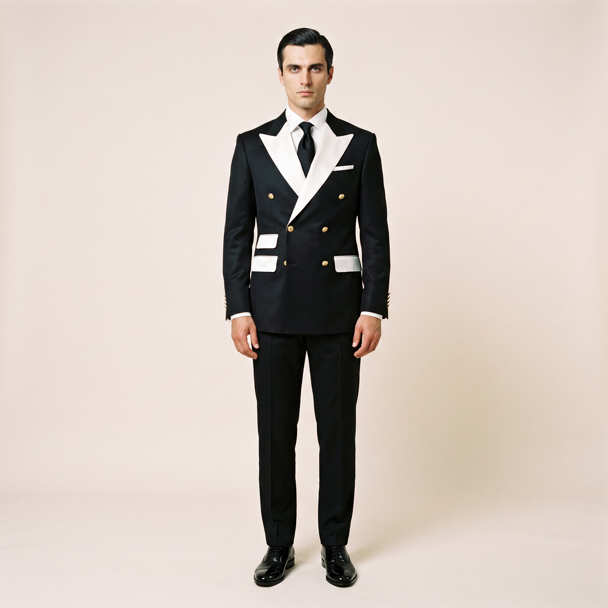 Aesido 2 Pieces Men‘s Slim Fit Double Breasted Peak Lapel Flat Suits For Wedding (Blazer+Pants)