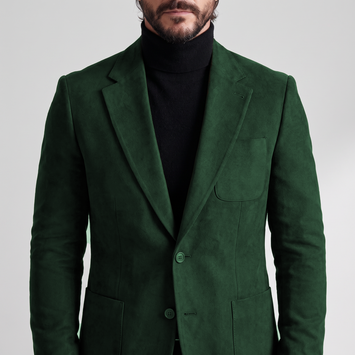 Aesido Retro Men’s Suede 2 Pieces Notch Lapel Men's Suits (Blazer+Pants)