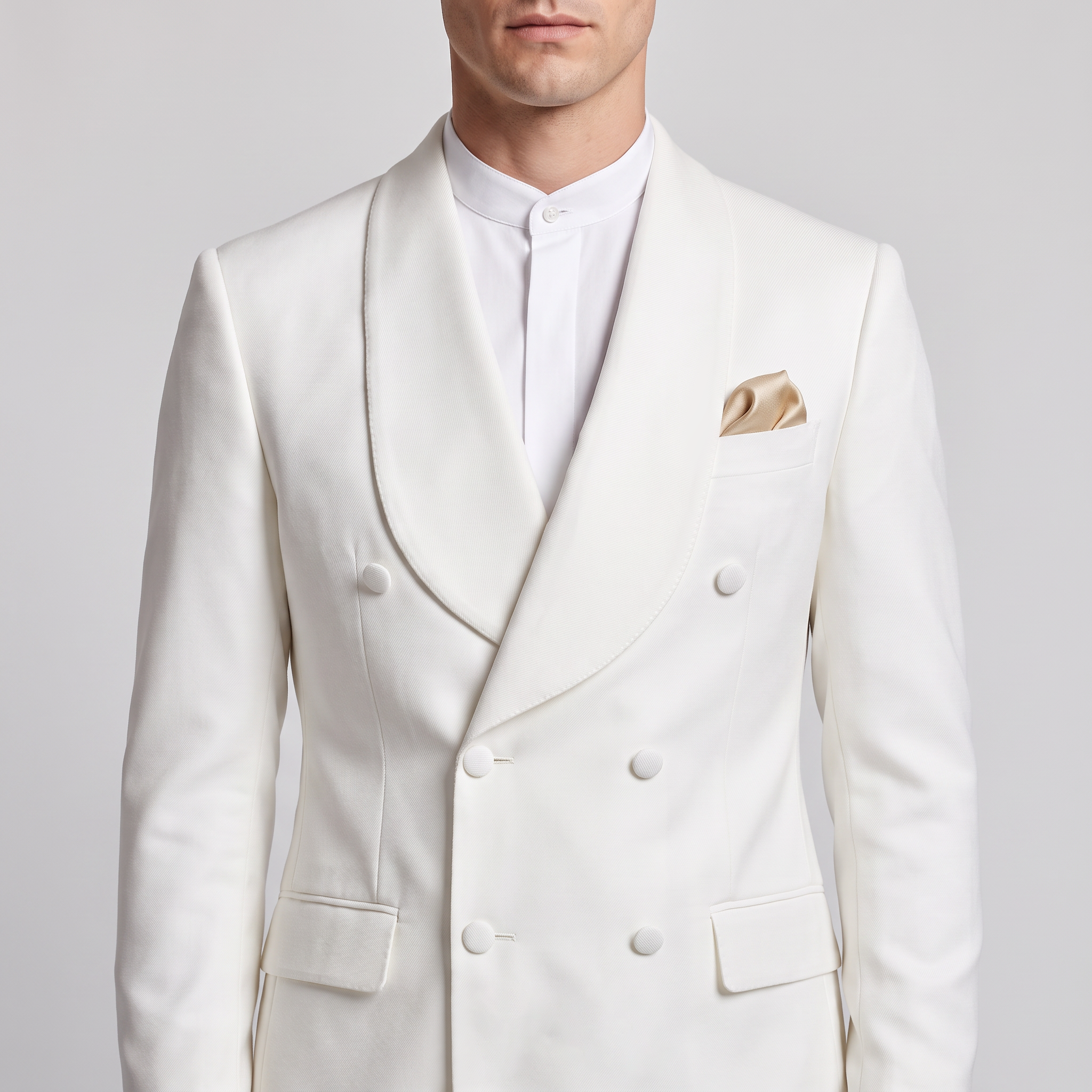 Aesido White 2 Pieces Men's Suits Shawl Lapel Slim Fit Suits For Wedding (Blazer+Pants)