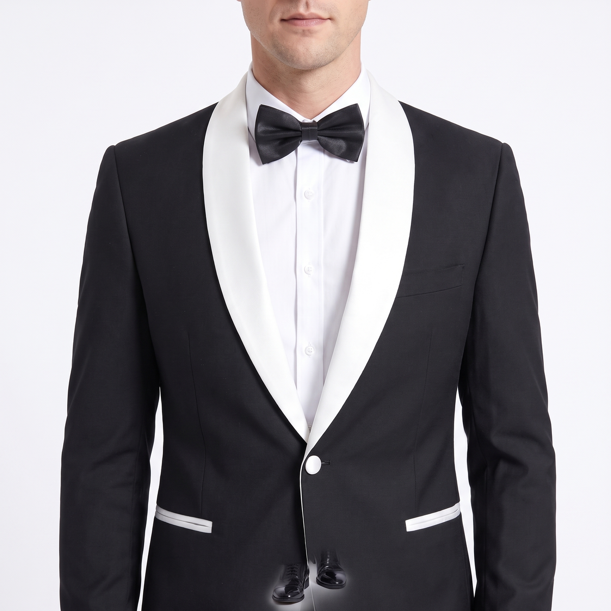 Aesido Formal Shawl Lapel 2 Pieces Mens Suit Solid Tuxedos (Blazer+Pants)