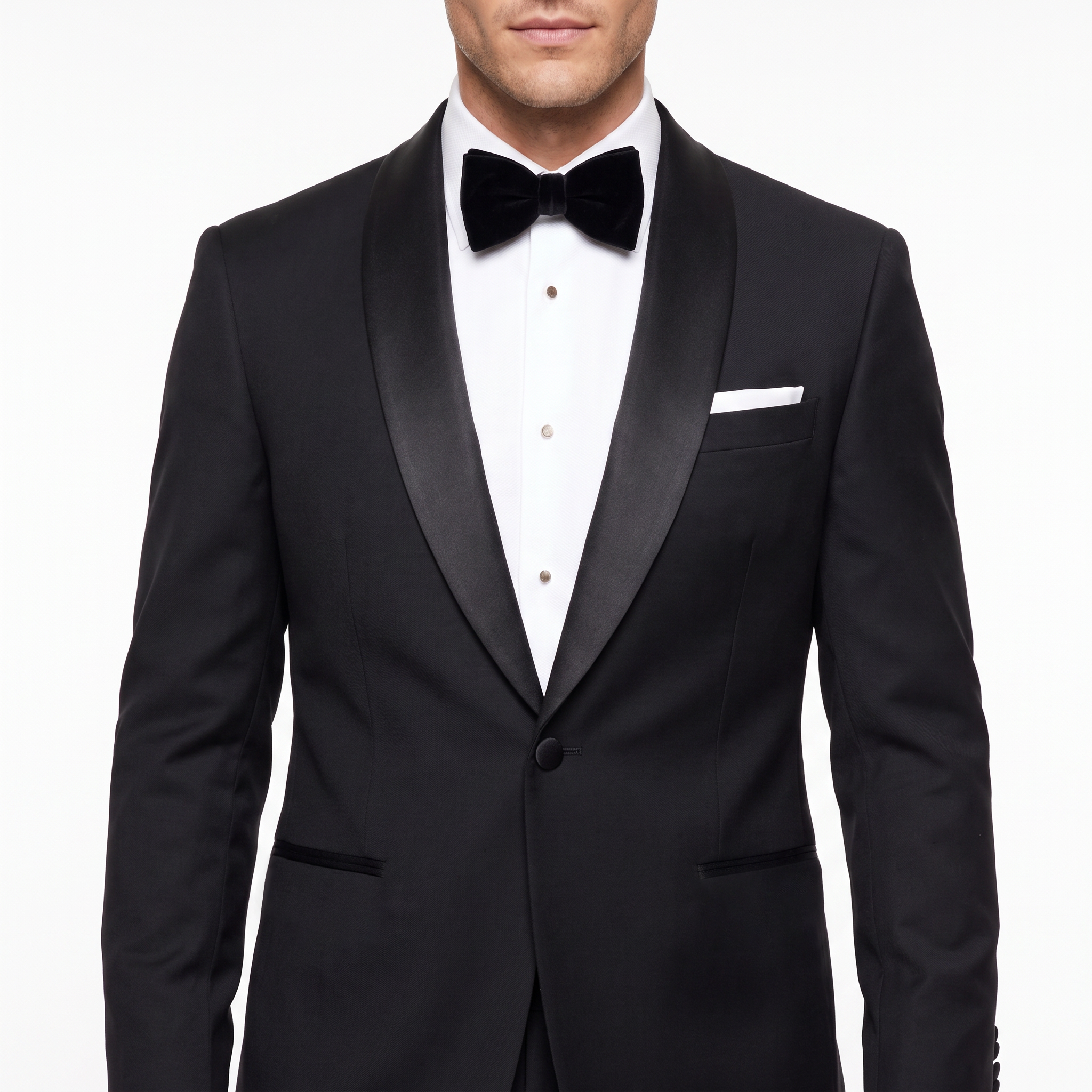 Aesido Men’s Black 2 Pieces Suits with Satin Shawl Lapel  (Blazer+Pants)
