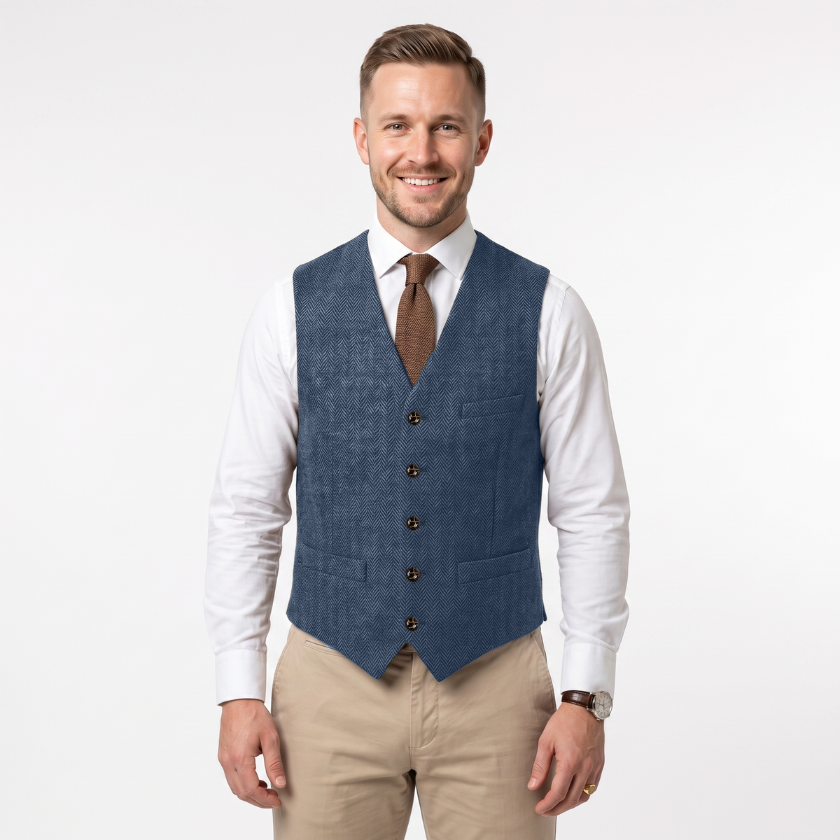 formal dress with waistcoat Aesido Herringbone Wool Blend Men's Suit Vest V Neck $79 formal pant shirt with waistcoat