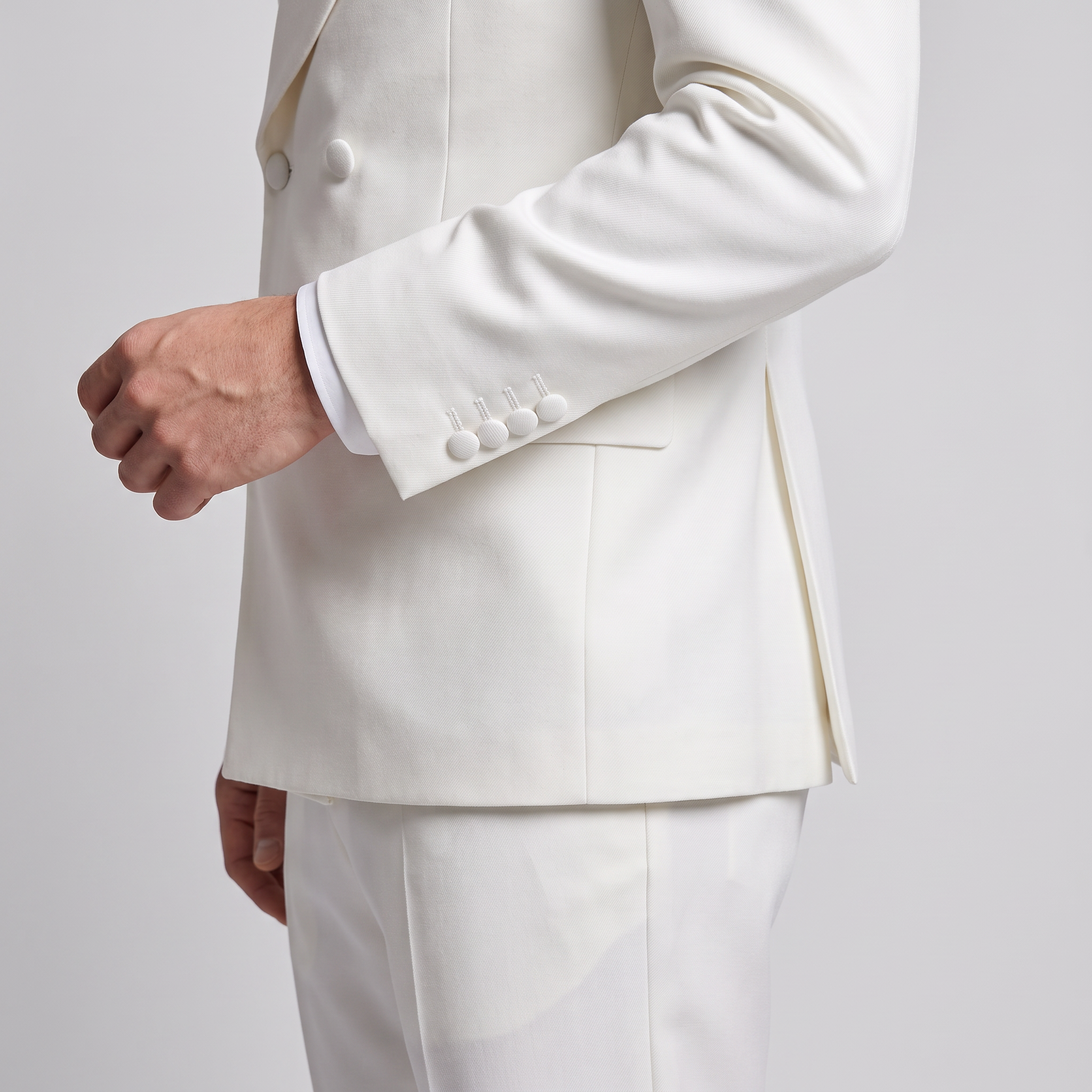 Aesido White 2 Pieces Men's Suits Shawl Lapel Slim Fit Suits For Wedding (Blazer+Pants)