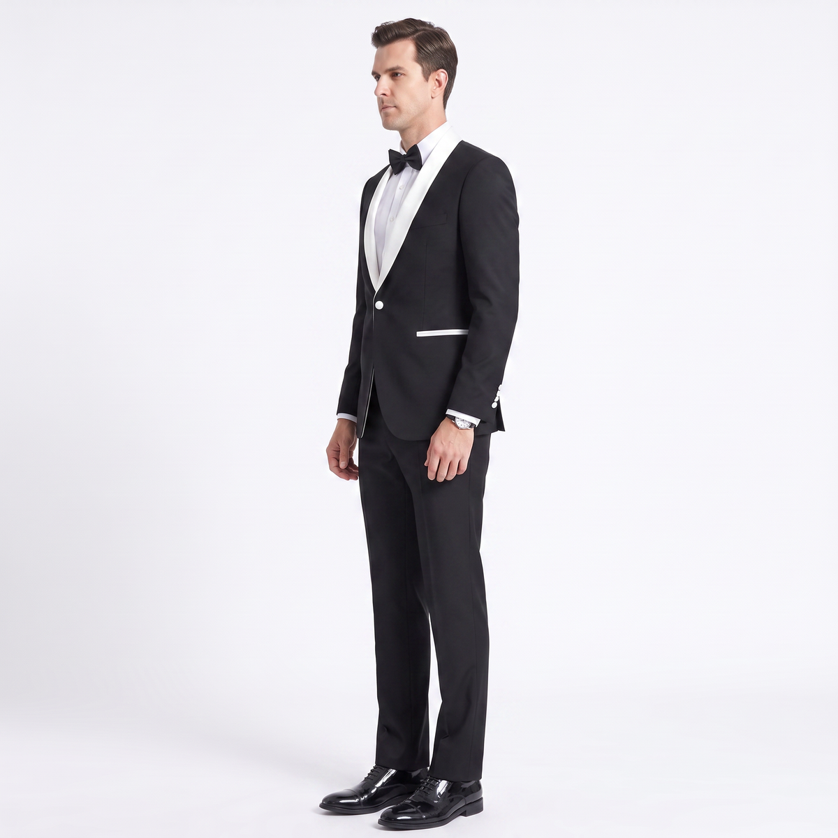 Aesido Formal Shawl Lapel 2 Pieces Mens Suit Solid Tuxedos (Blazer+Pants)