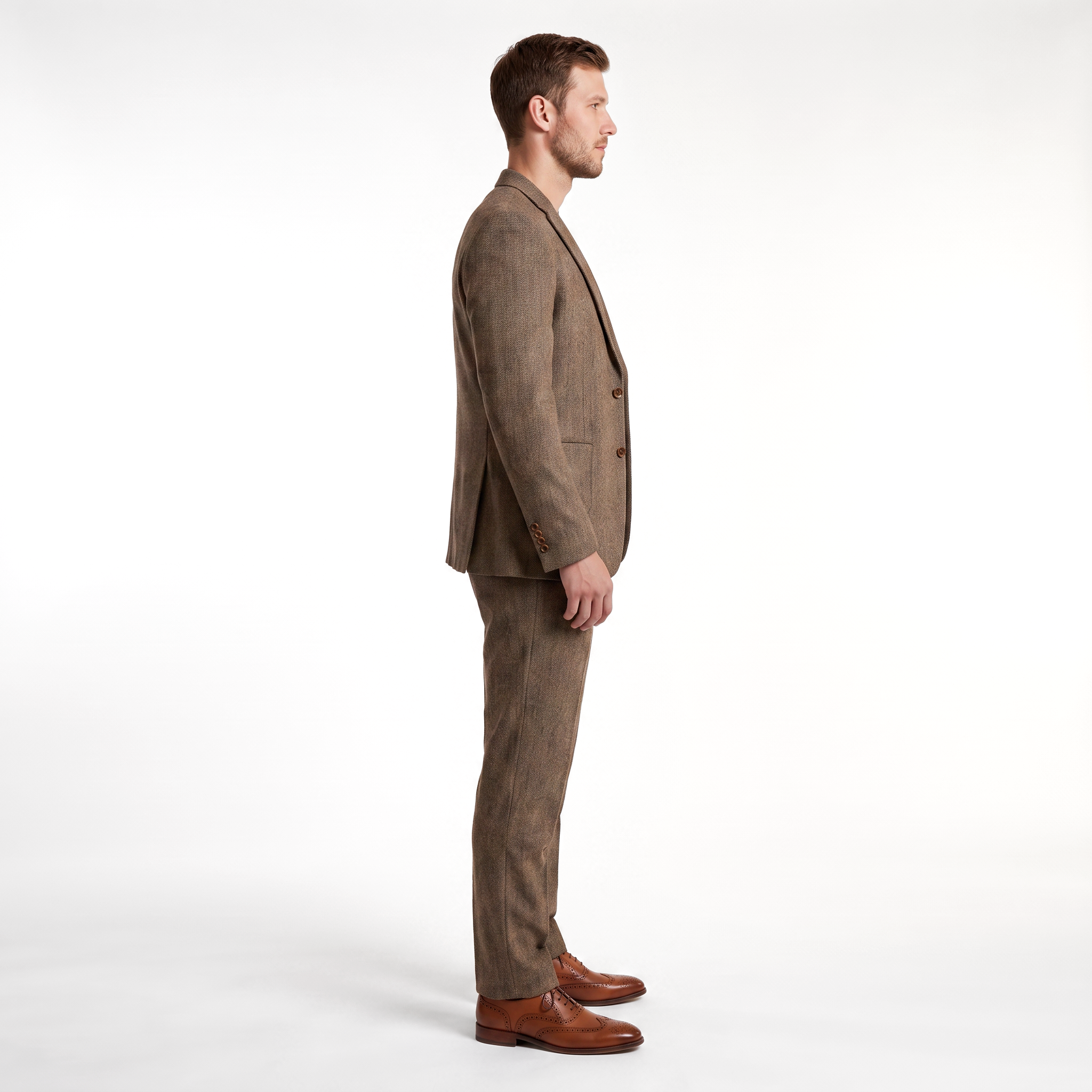 Aesido Double Buttons Casual Men's Suit 3 Pieces Classic Tweed Notch Lapel Tuxedos (Blazer+vest+Pants)