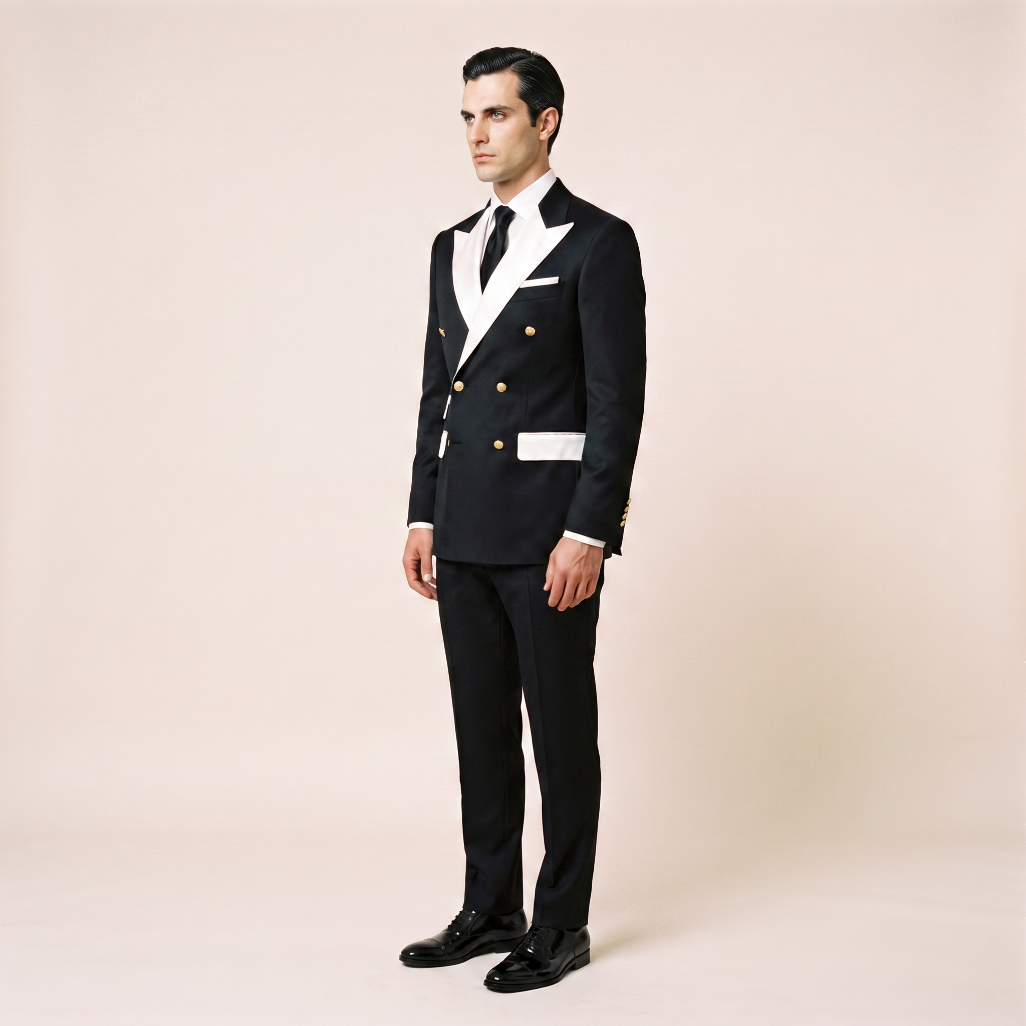 Aesido 2 Pieces Men‘s Slim Fit Double Breasted Peak Lapel Flat Suits For Wedding (Blazer+Pants)