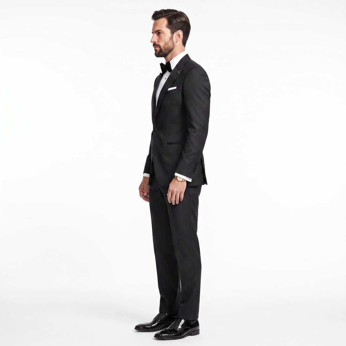 Aesido Men’s Black 2 Pieces Suits with Satin Peak Lapel (Blazer + Pants)