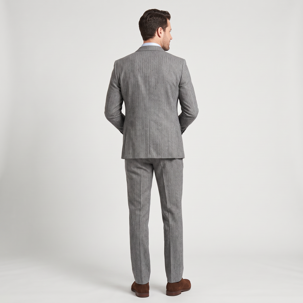 Aesido 3 Pieces Business Herringbone Peak Lapel Men's Suit (Blazer+Vest+Pants)