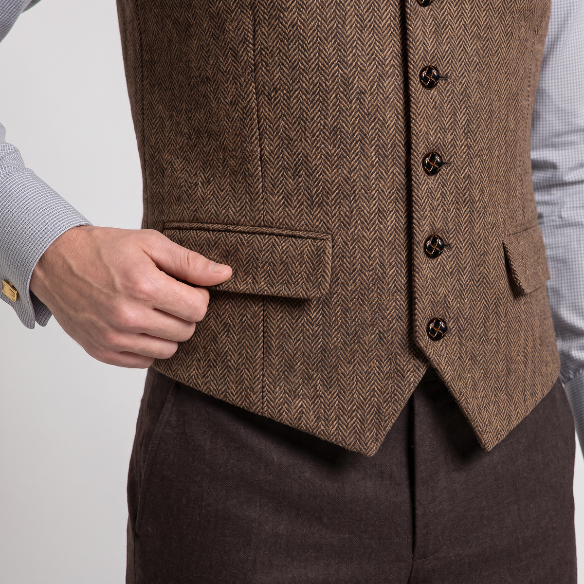 Aesido Men's Business Herringbone Notch Lapel Waistcoat