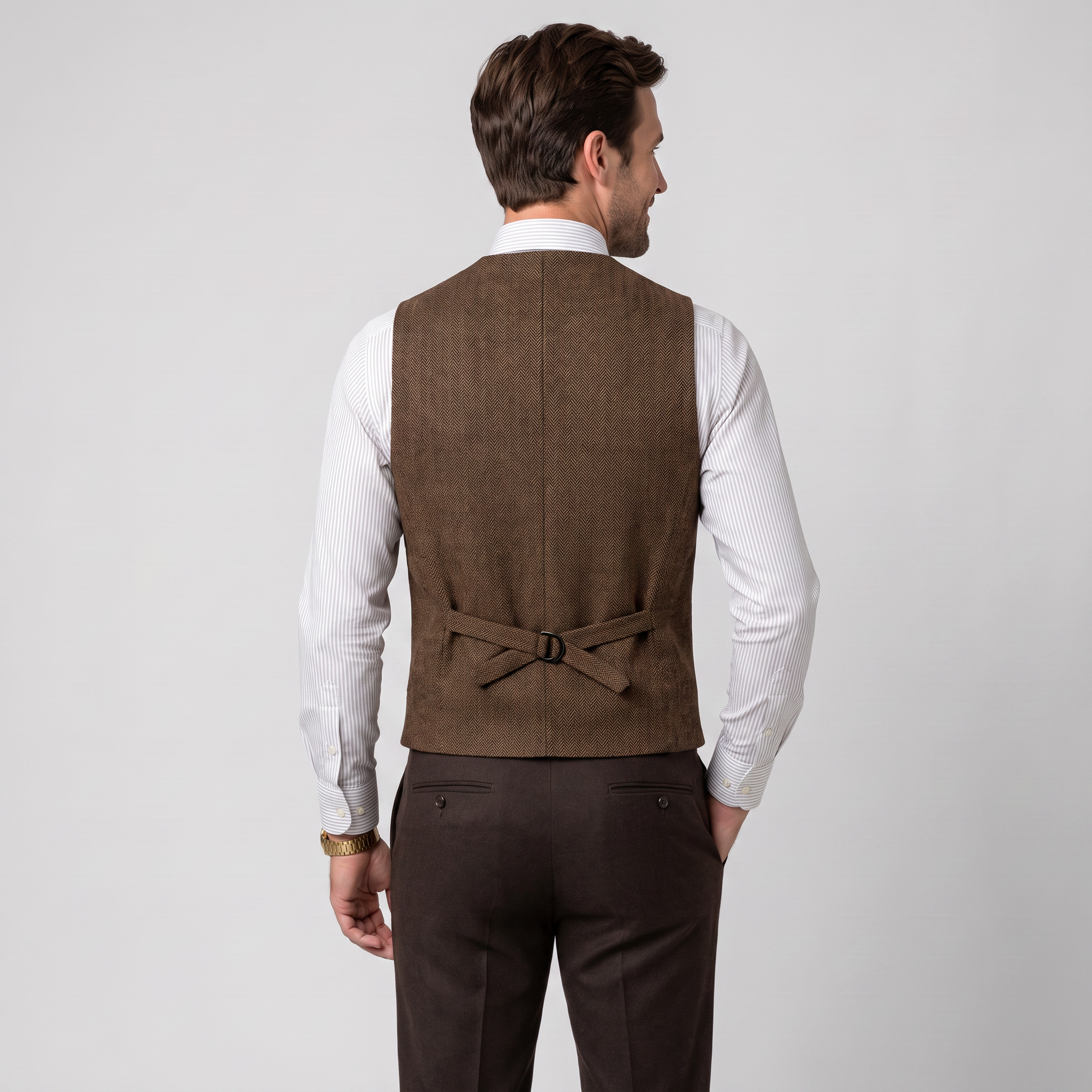 Aesido Casual Men's Classic Slim Fit Herringbone Notch Lapel Waistcoat