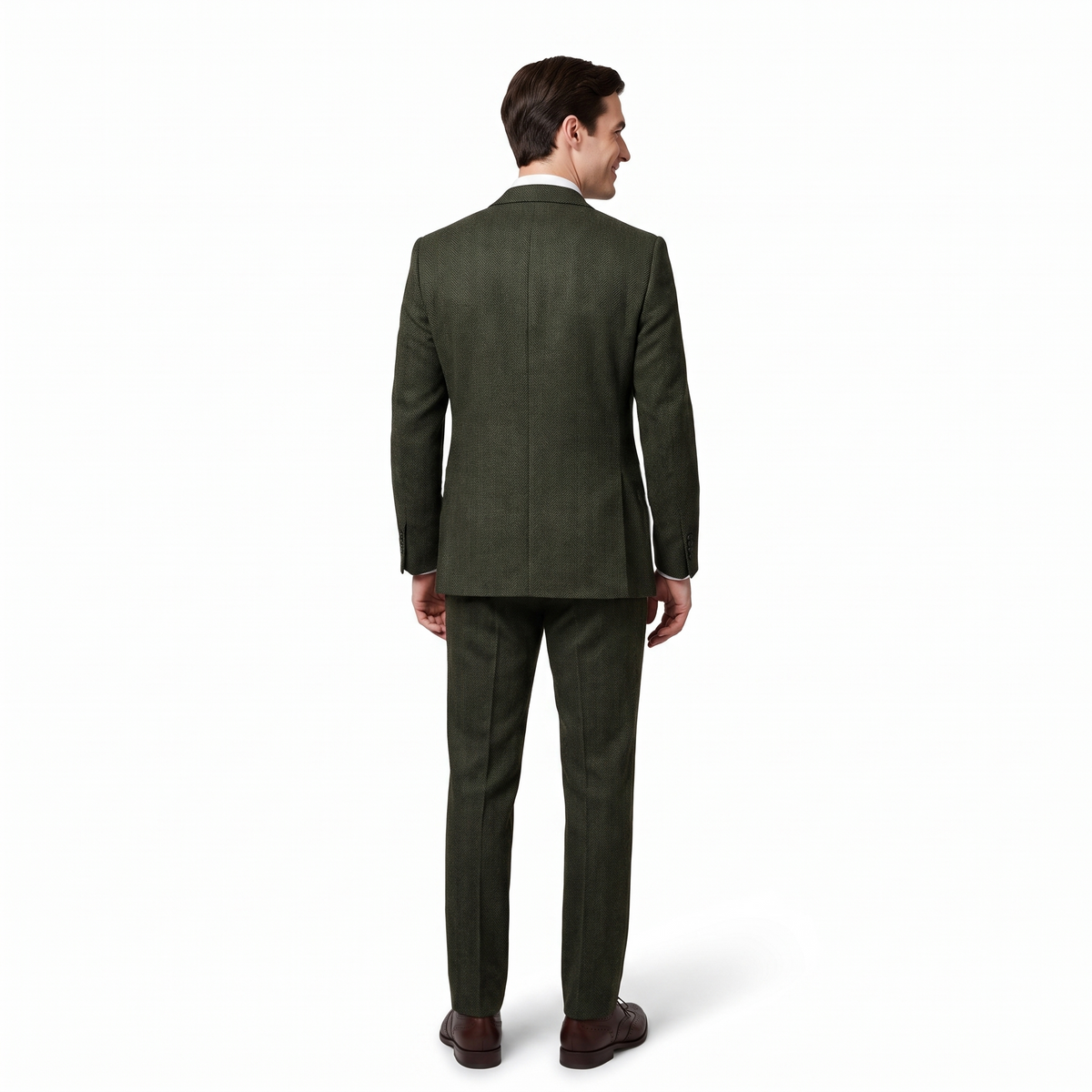 Aesido 3 Pieces Herringbone Notch Lapel Men's Suit (Blazer+Vest+Pants)