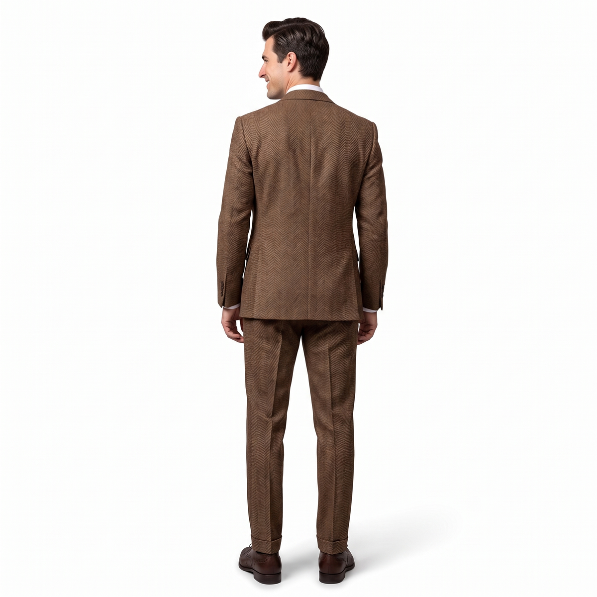 Aesido Men's Suit 3 Pieces Herringbone Notch Lapel Suit（Blazer+Vest+Pants）