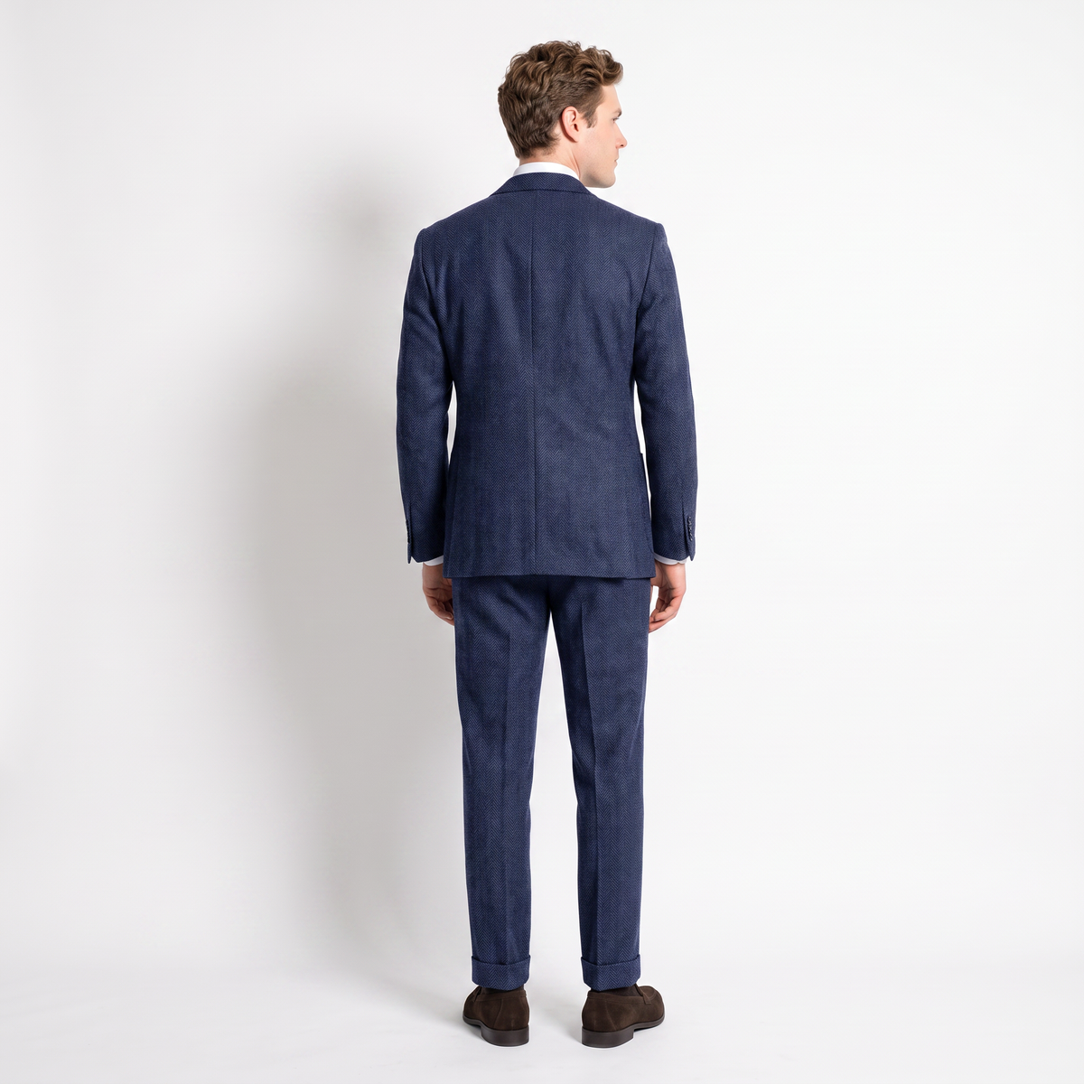 Aesido 3 Pieces Men's Suit Herringbone Notch Lapel Suits (Blazer+Vest+Pants)