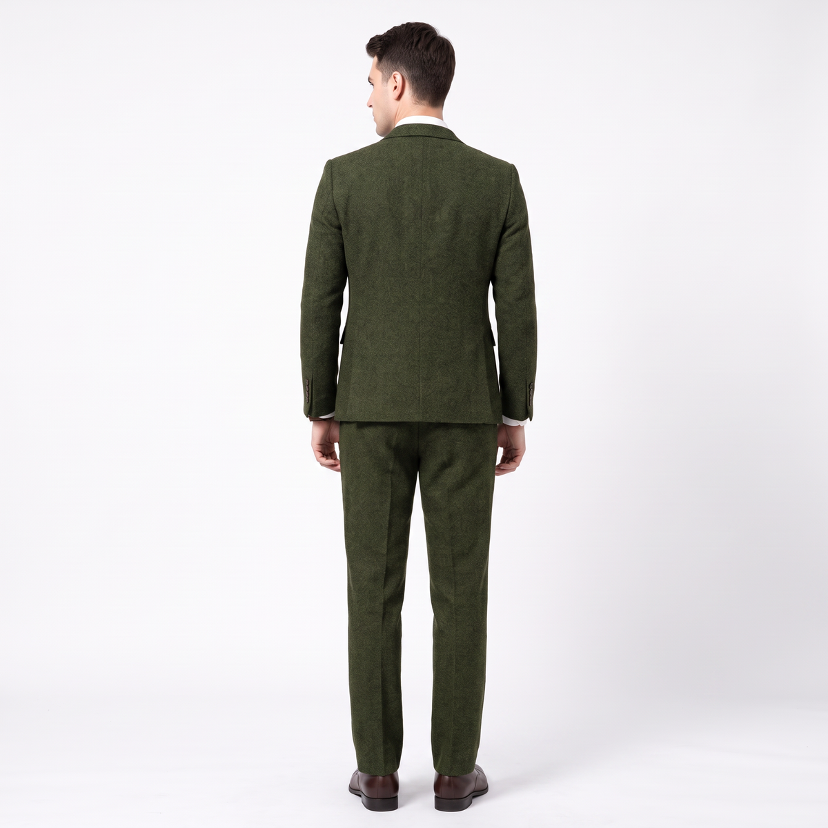 Aesido Men's Business Suit 3 Pieces Tweed Notch Lapel Suits（Blazer+Vest+Pants）
