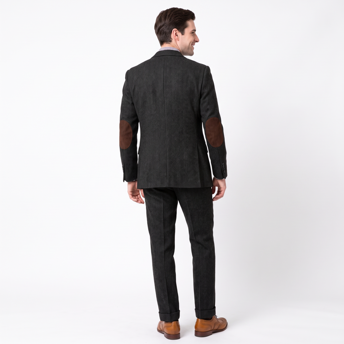 Aesido Men's Business 3 Pieces Herringbone Notch Lapel Suit（Blazer+Vest+Pants）