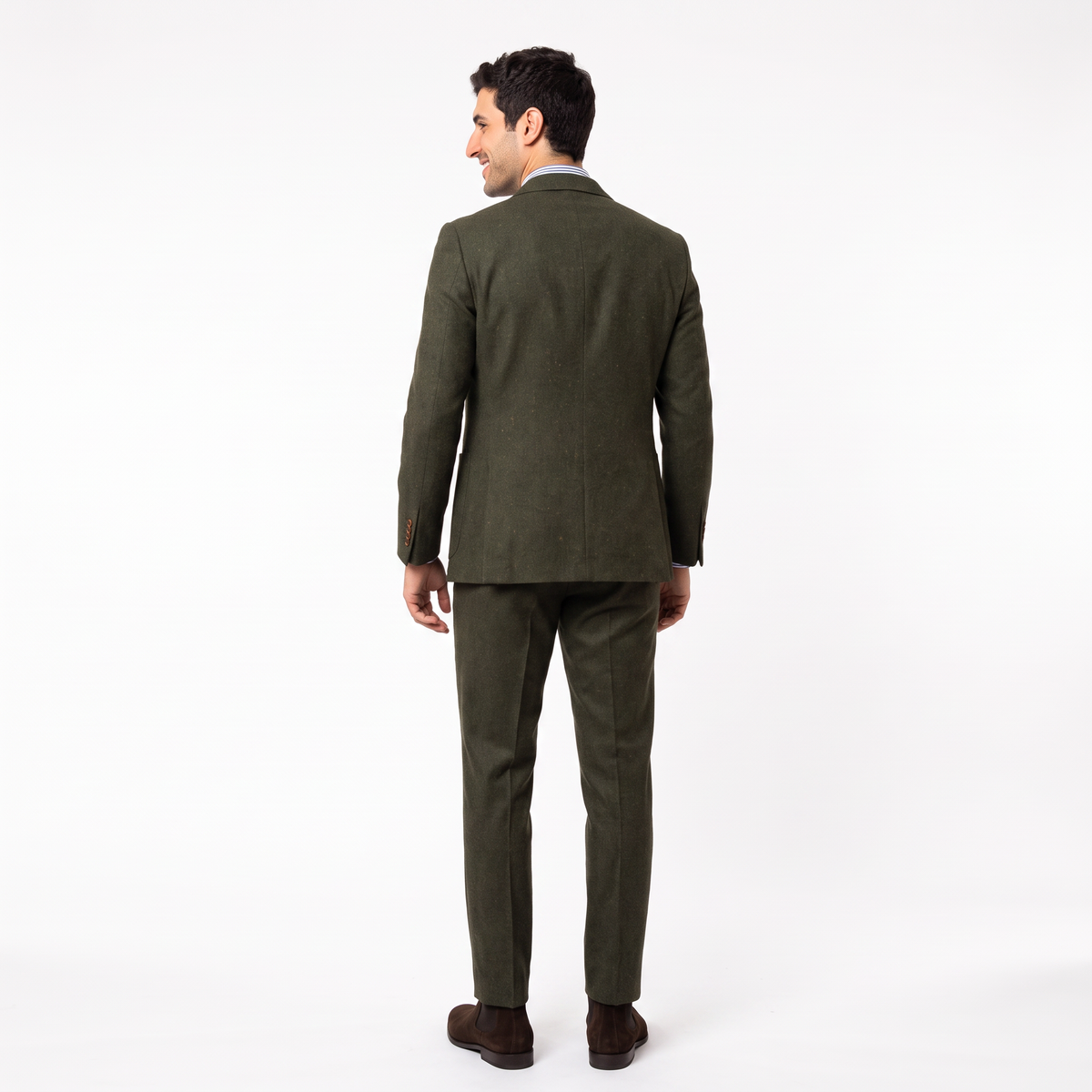 Aesido 3 Pieces Notch Lapel Tweed Men's Suit (Blazer+Vest+Pants)