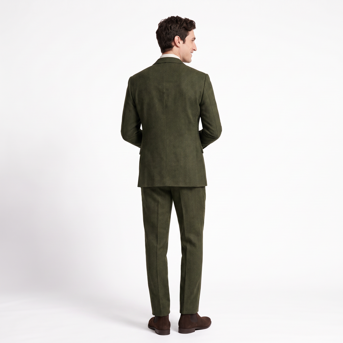 Aesido 2 Pieces Double Breasted Peak Lapel Men's Suit (Blazer+Pants)