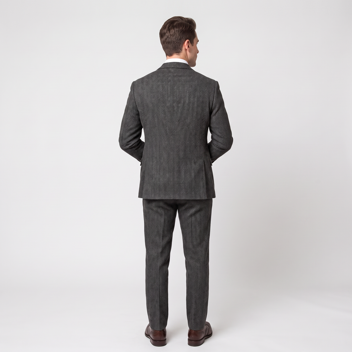 Aesido Vintage 3 Pieces Men's Suit Herringbone Notch Lapel Tuxedos (Blazer+vest+Pants)