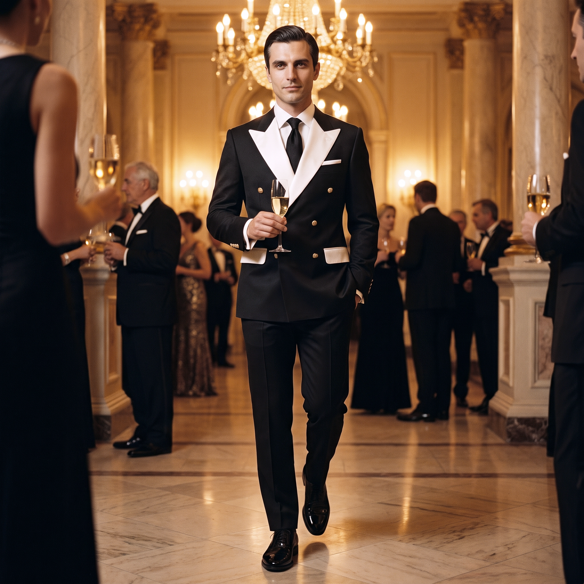 Aesido 2 Pieces Men‘s Slim Fit Double Breasted Peak Lapel Flat Suits For Wedding (Blazer+Pants)